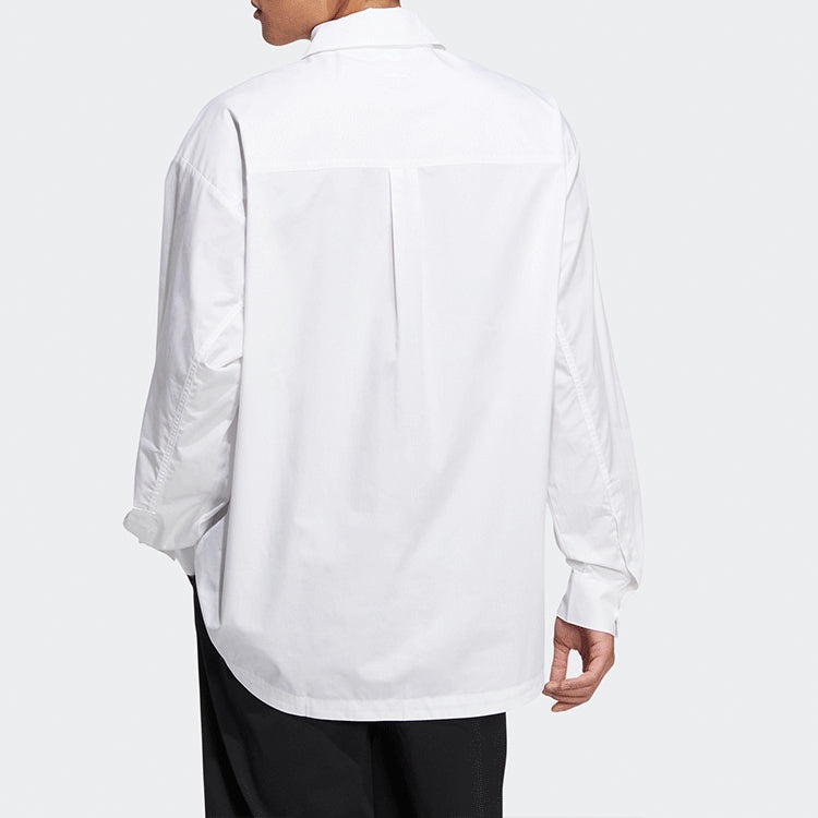 adidas originals Solid Color single breasted Long Sleeves Shirt Couple Style White HU1230 - 5