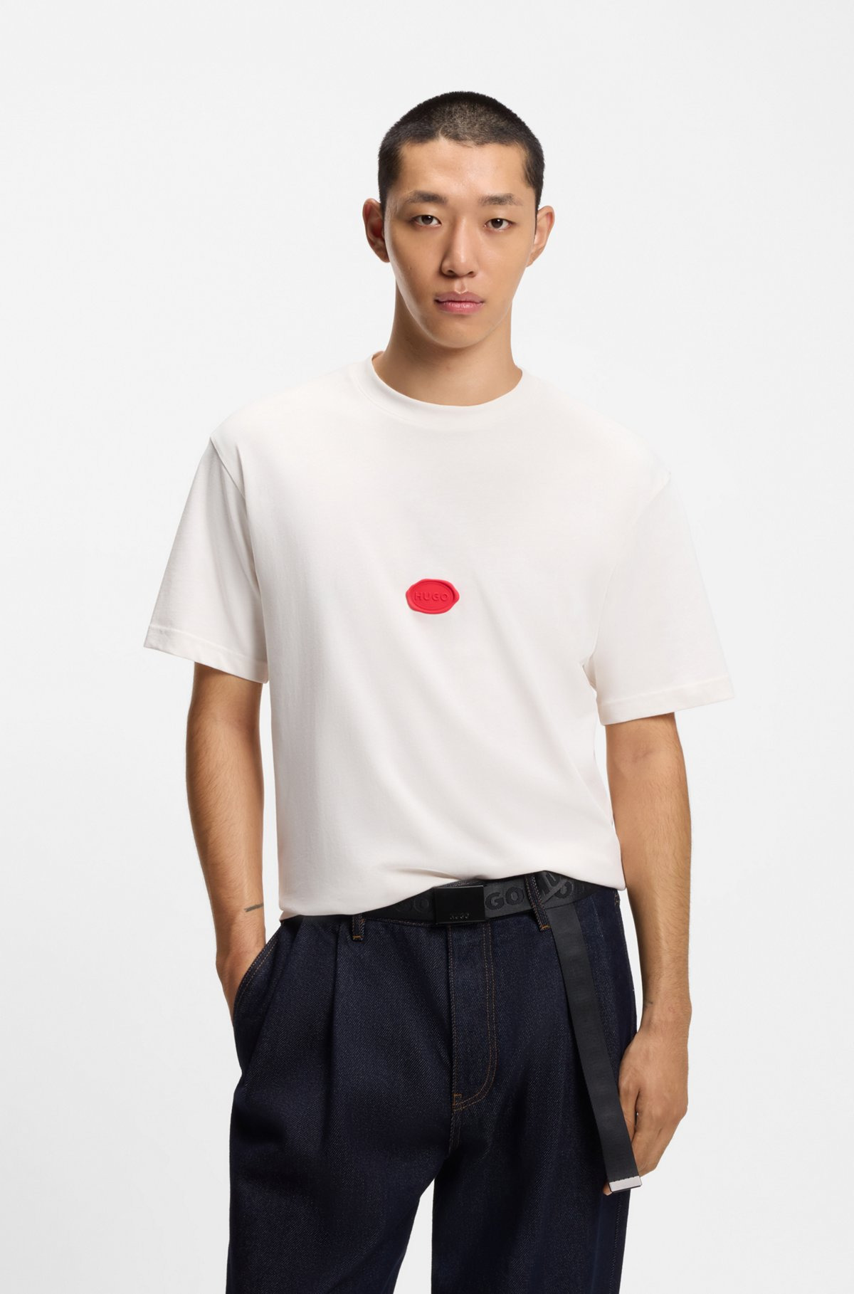 COTTON-JERSEY T-SHIRT WITH WAX-STAMP LOGO - 2