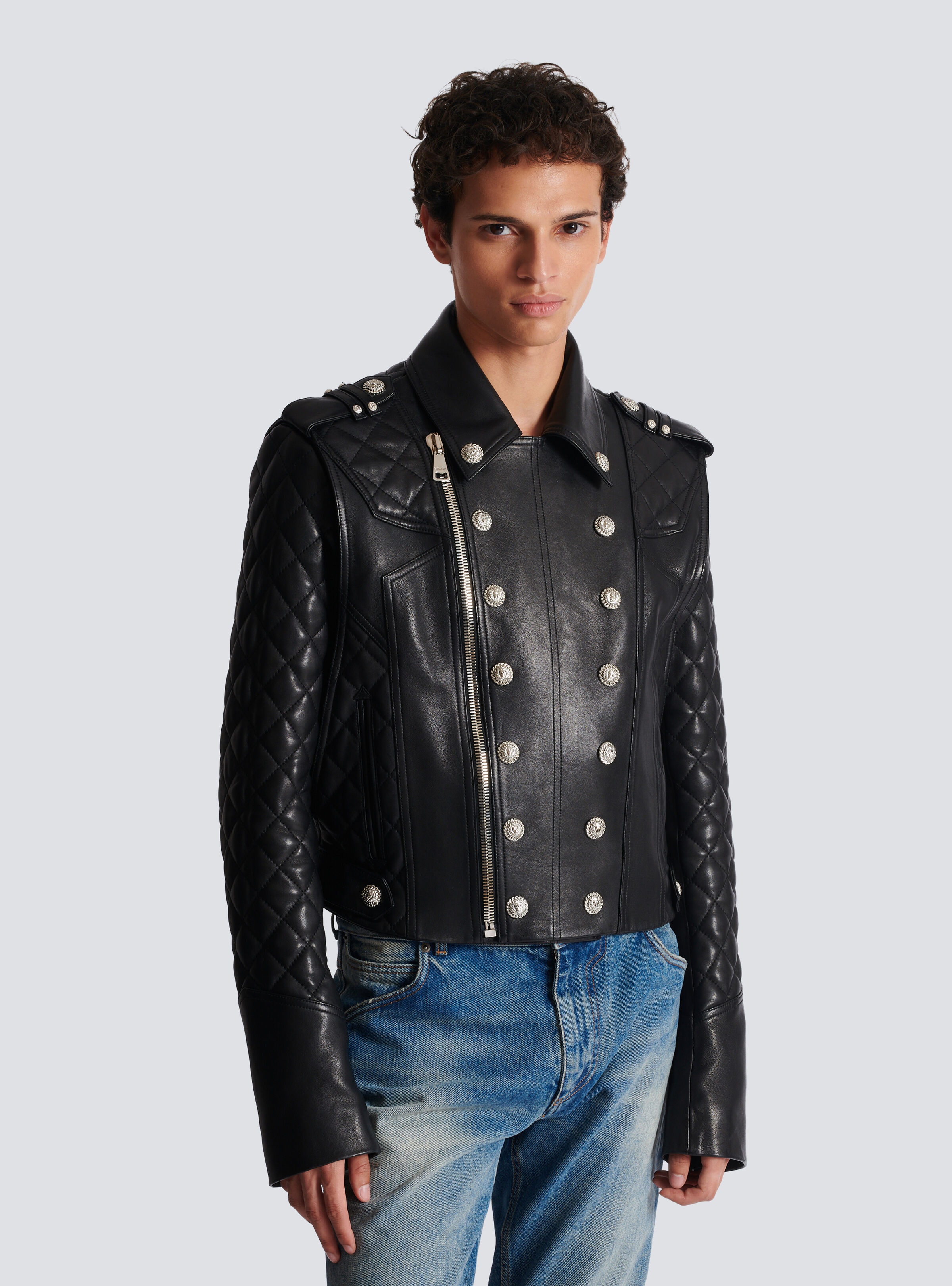 Quilted leather biker jacket - 6