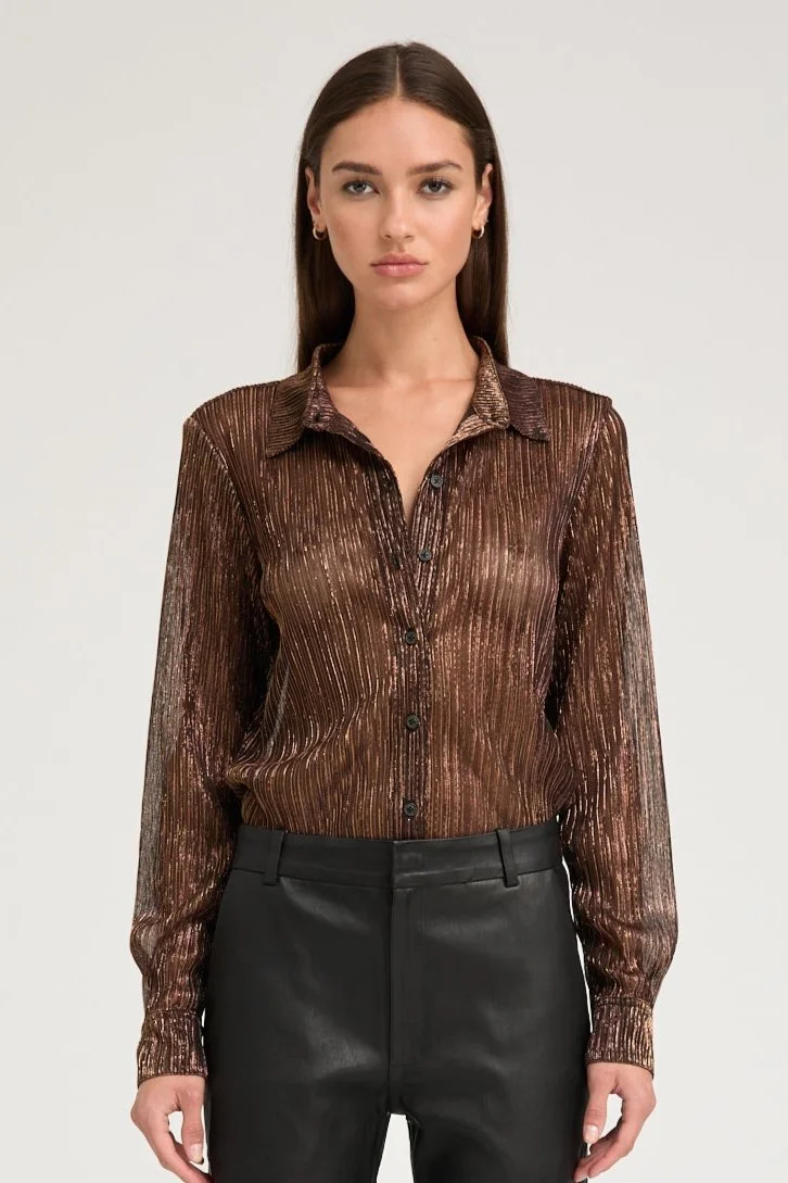 METALLIC BRONZE FITTED BUTTON DOWN - 1