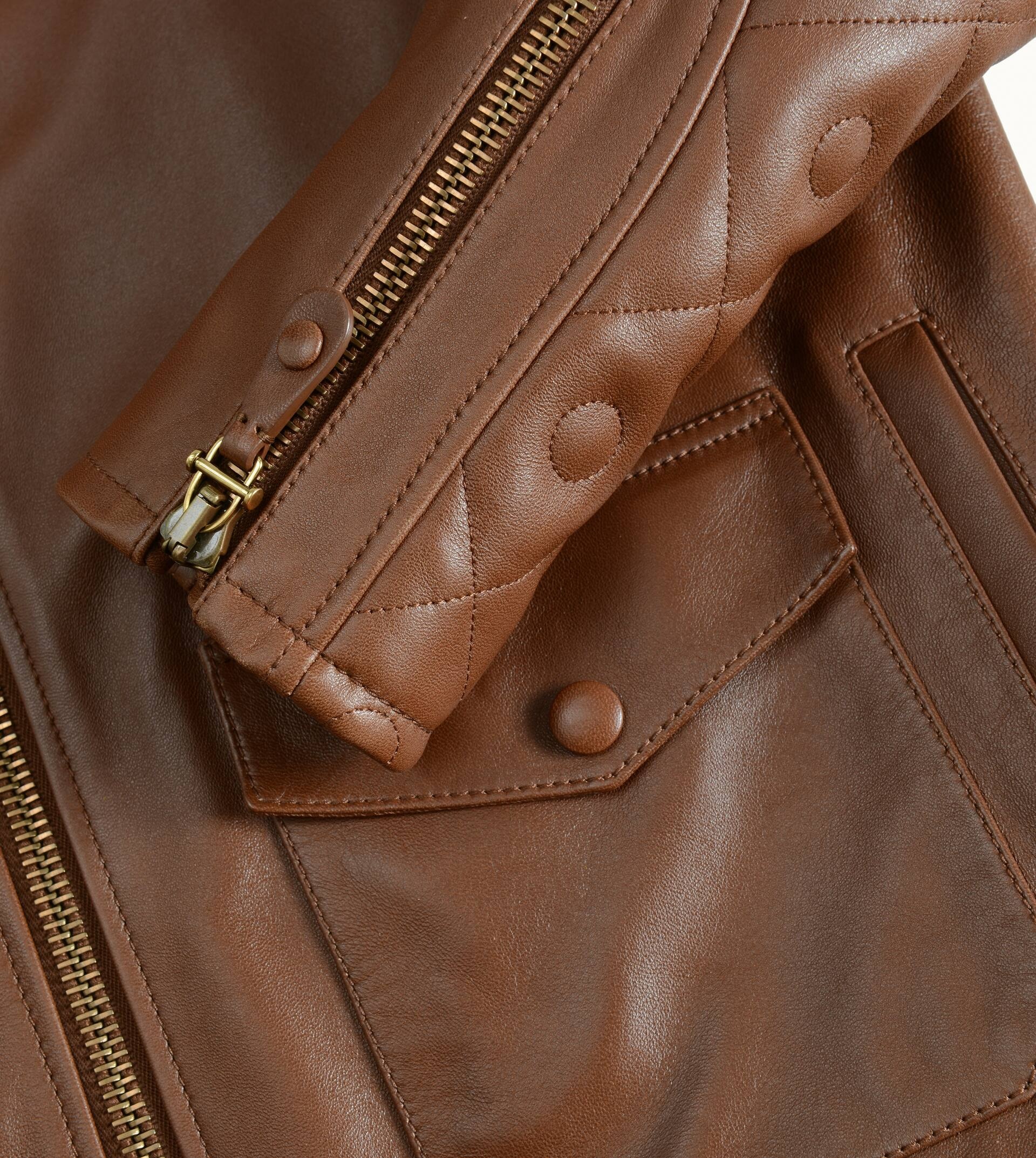 BOMBER IN LEATHER - BROWN - 5
