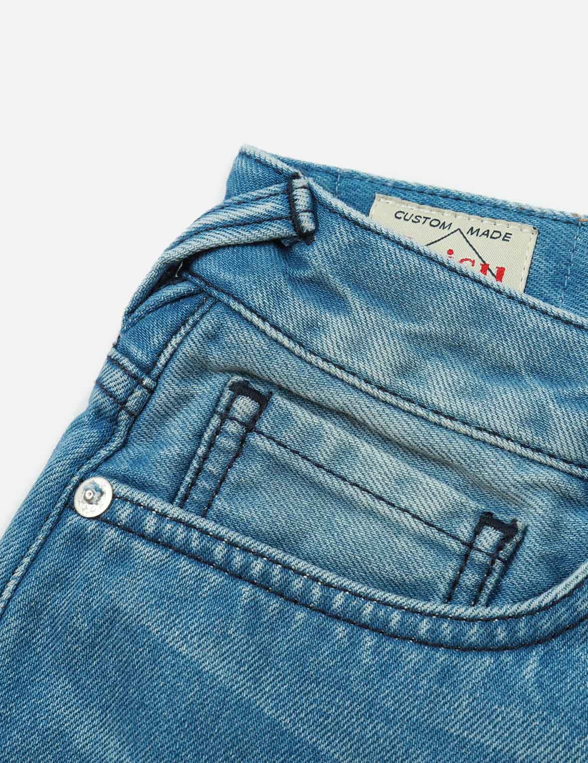 KAMON AND GODHEAD-PATTERN DAICOCK PRINT DENIM SHORTS - 7