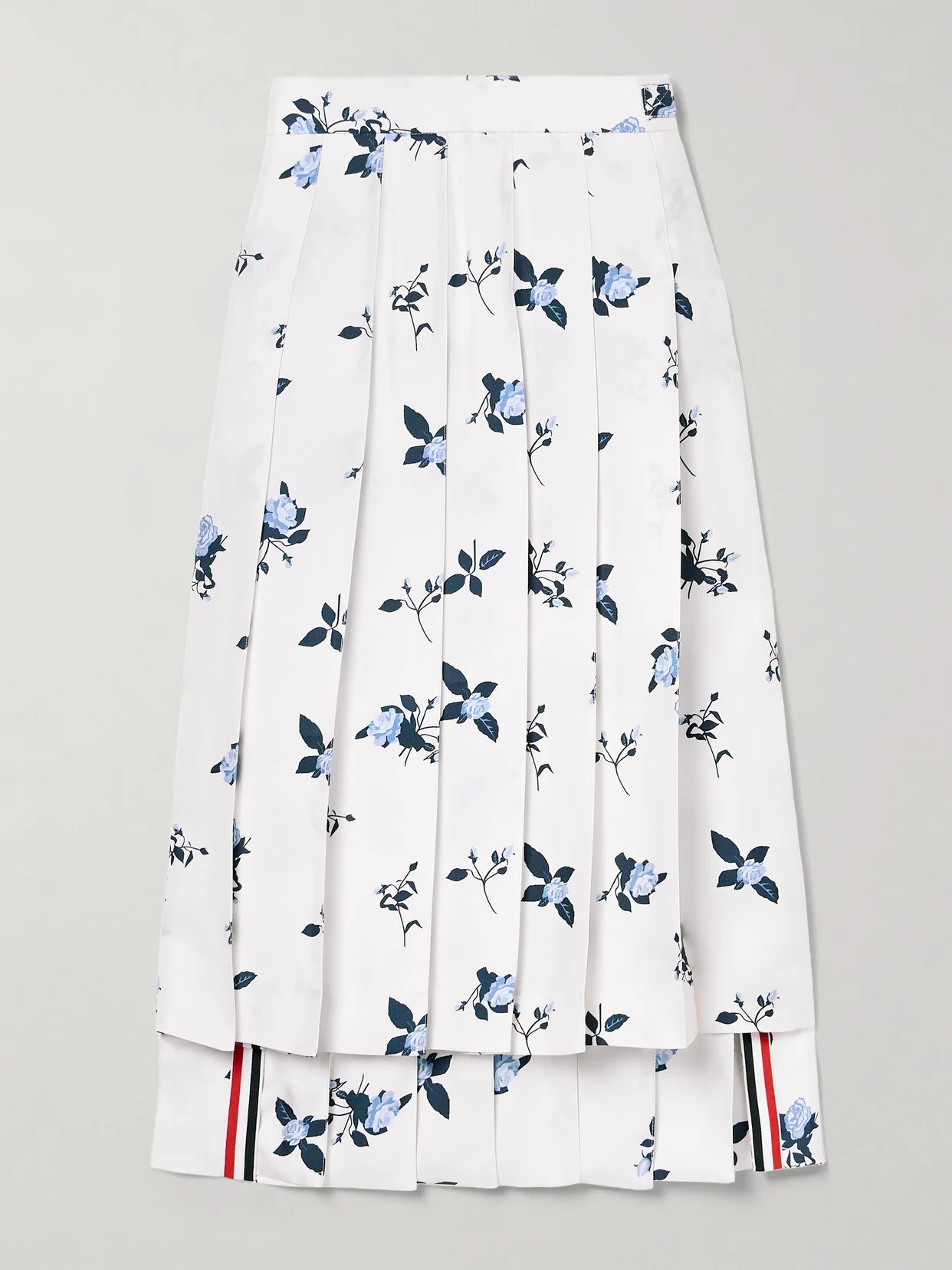 Asymmetric Pleated Floral-print Silk-twill Midi Skirt - 1