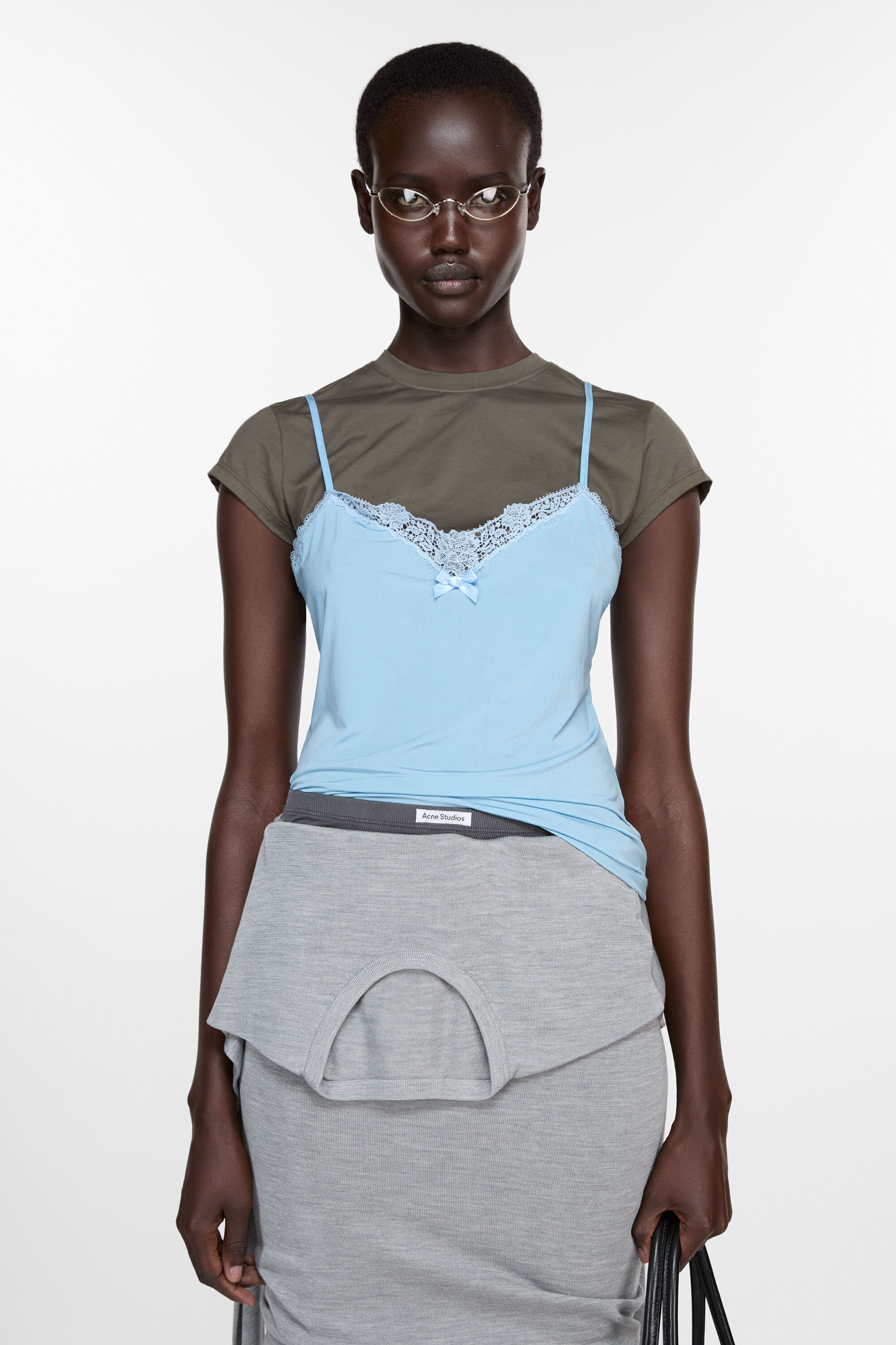 Layered strap t-shirt - Grey/blue - 2
