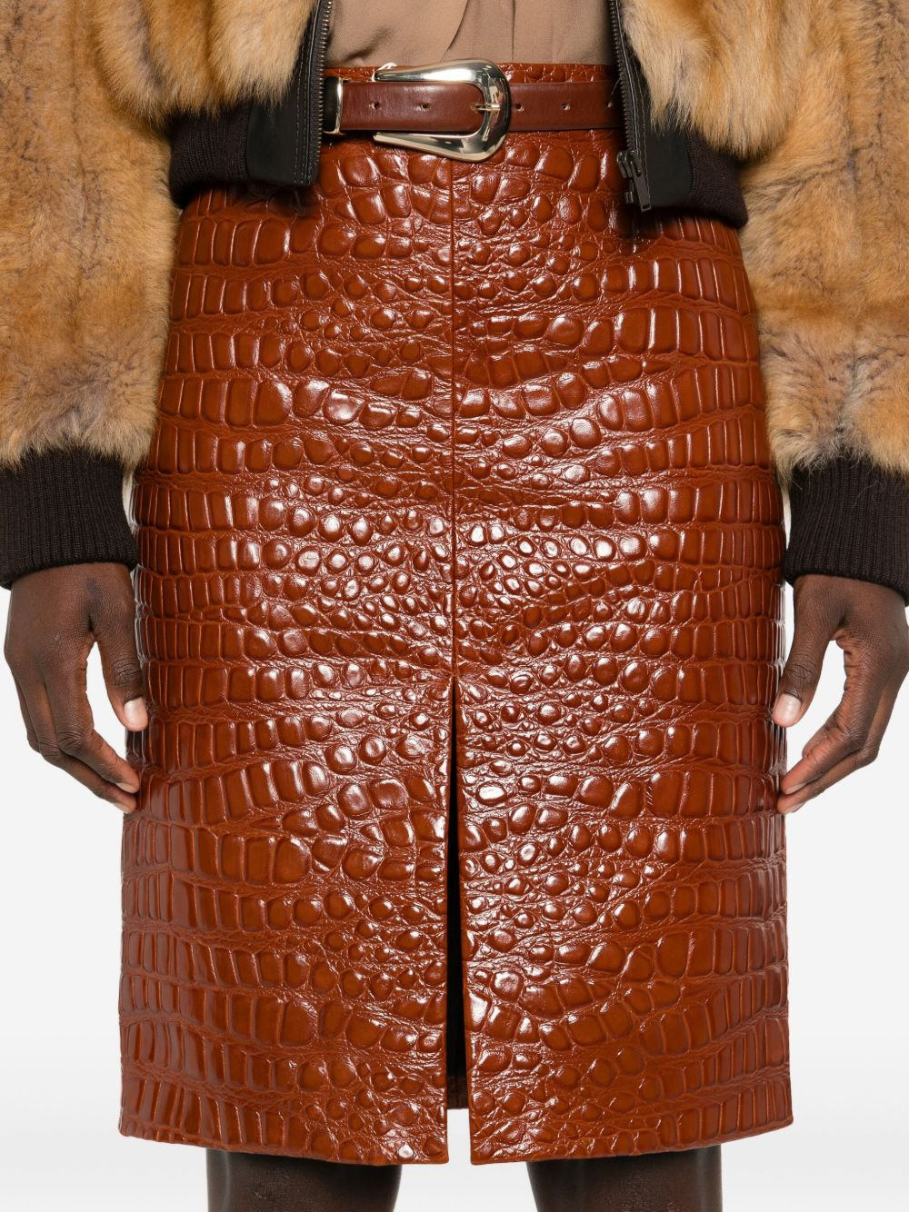 embossed-leather short skirt - 5