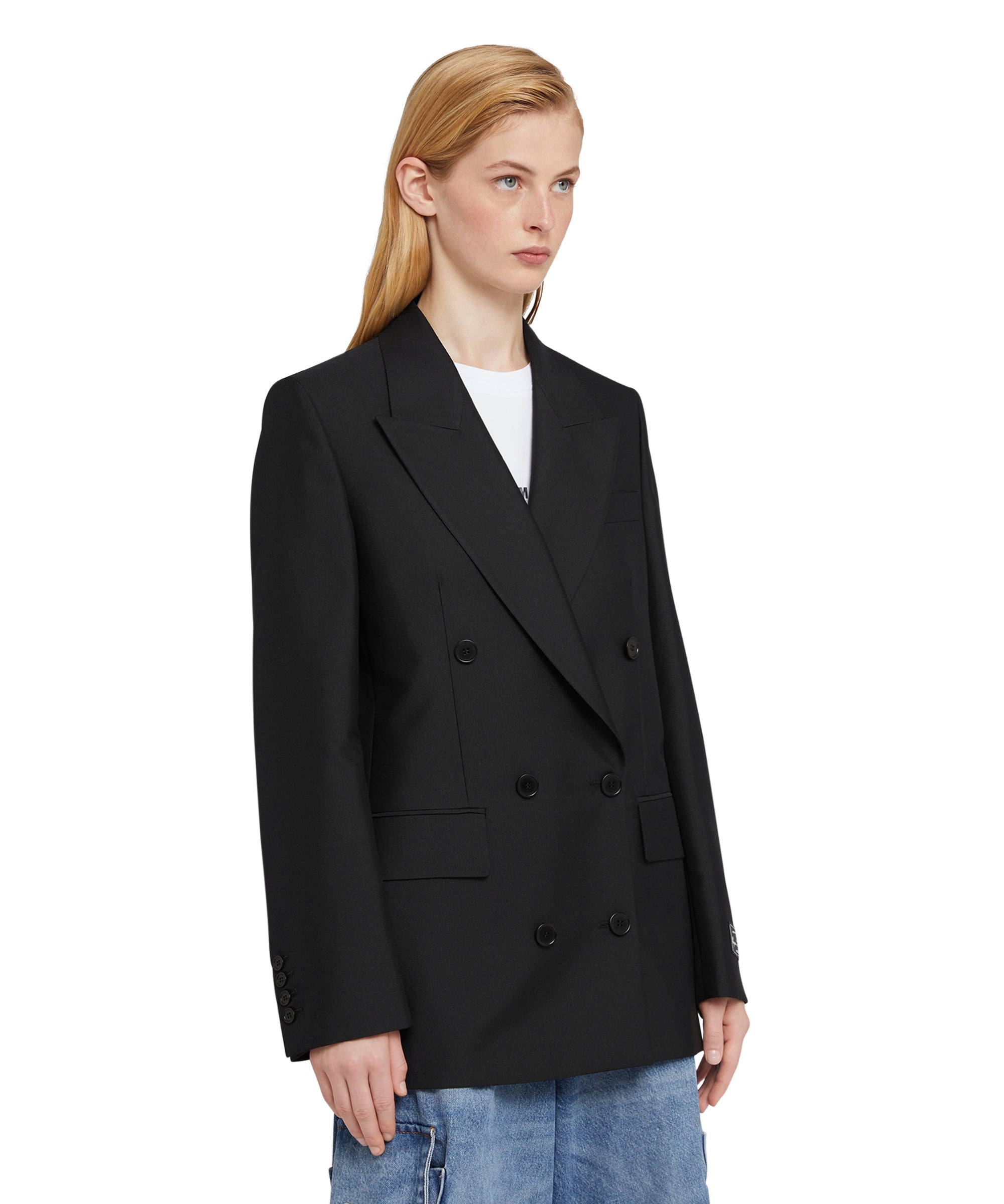 Double-breasted jacket with "Diagonal Techno Wool" motif - 4