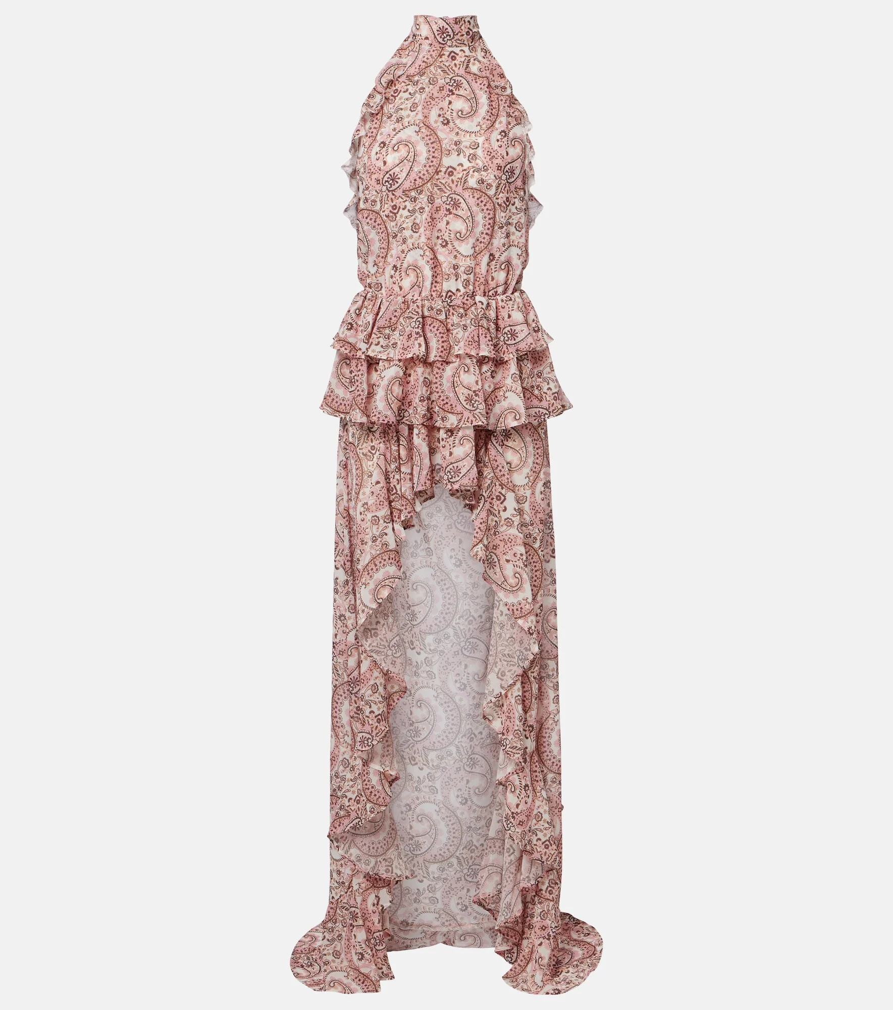 Malena paisley ruffled asymmetric maxi dress - 1