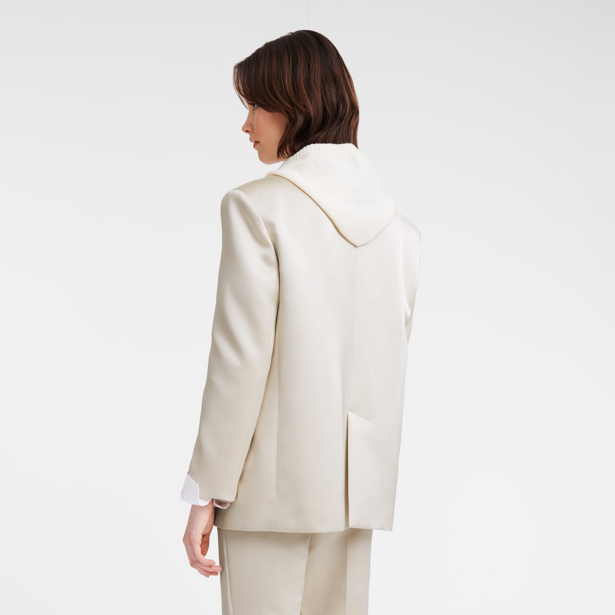 Oversize jacket Ecru - Satin - 3