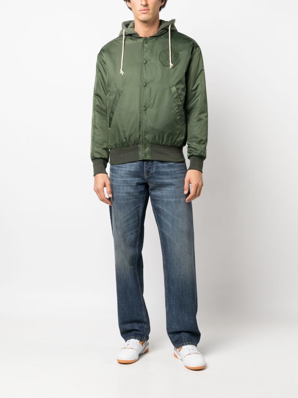 logo-patch bomber jacket - 2