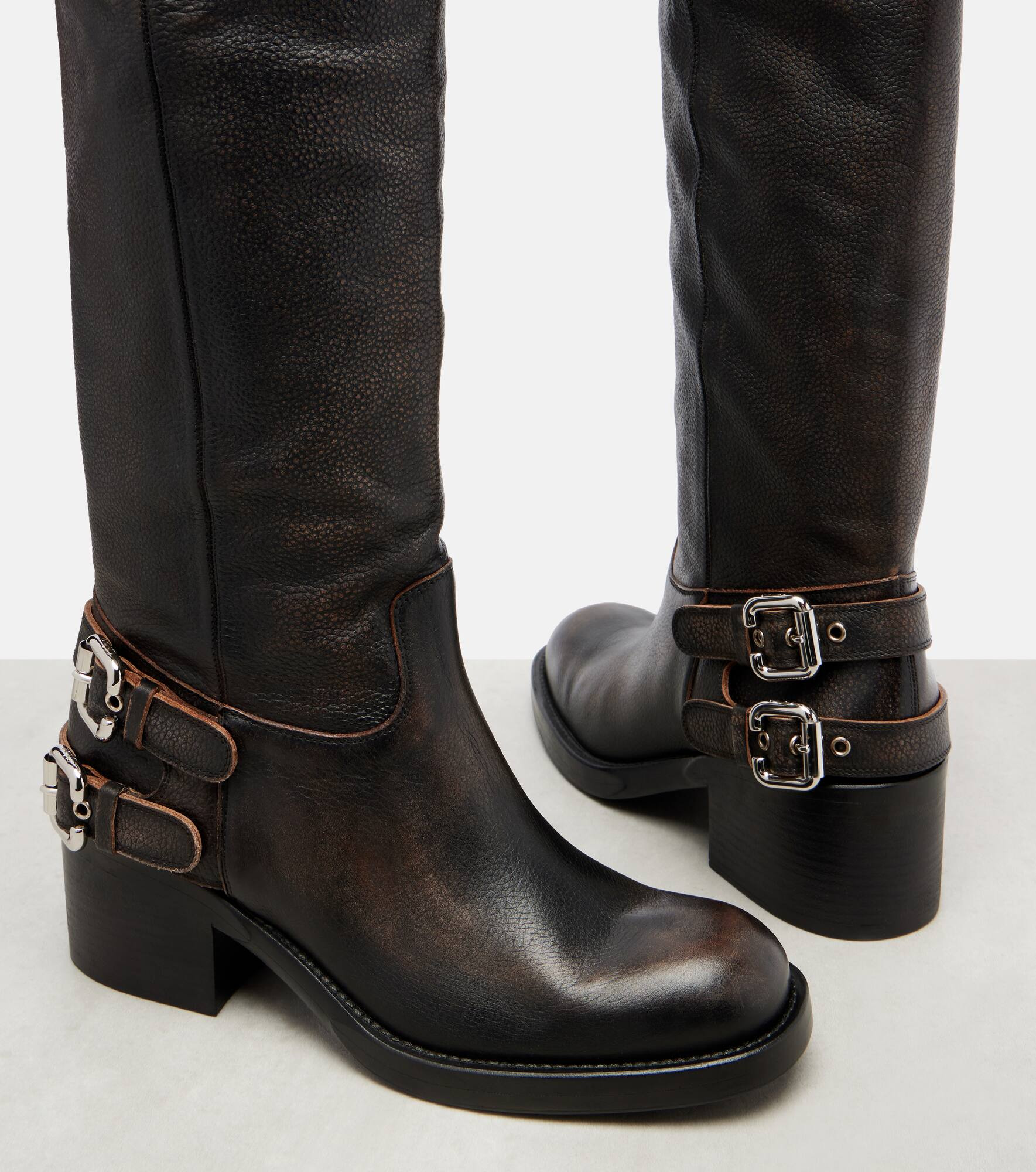 Dakota leather knee-high biker boots - 5