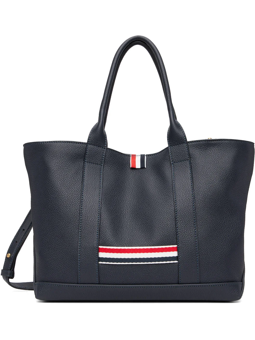 Navy Soft Pebble Grain Leather Small Tool Tote - 1