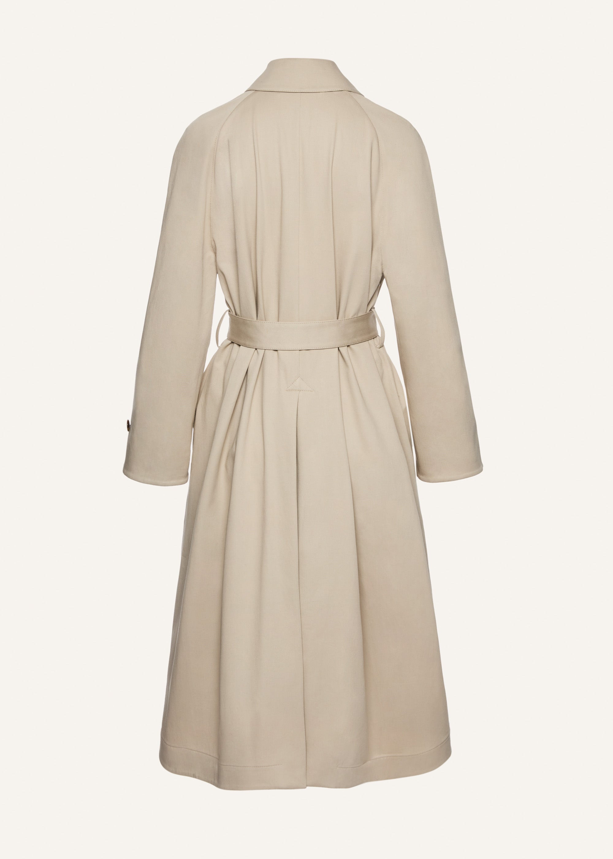 Belted silk trench coat in beige - 2