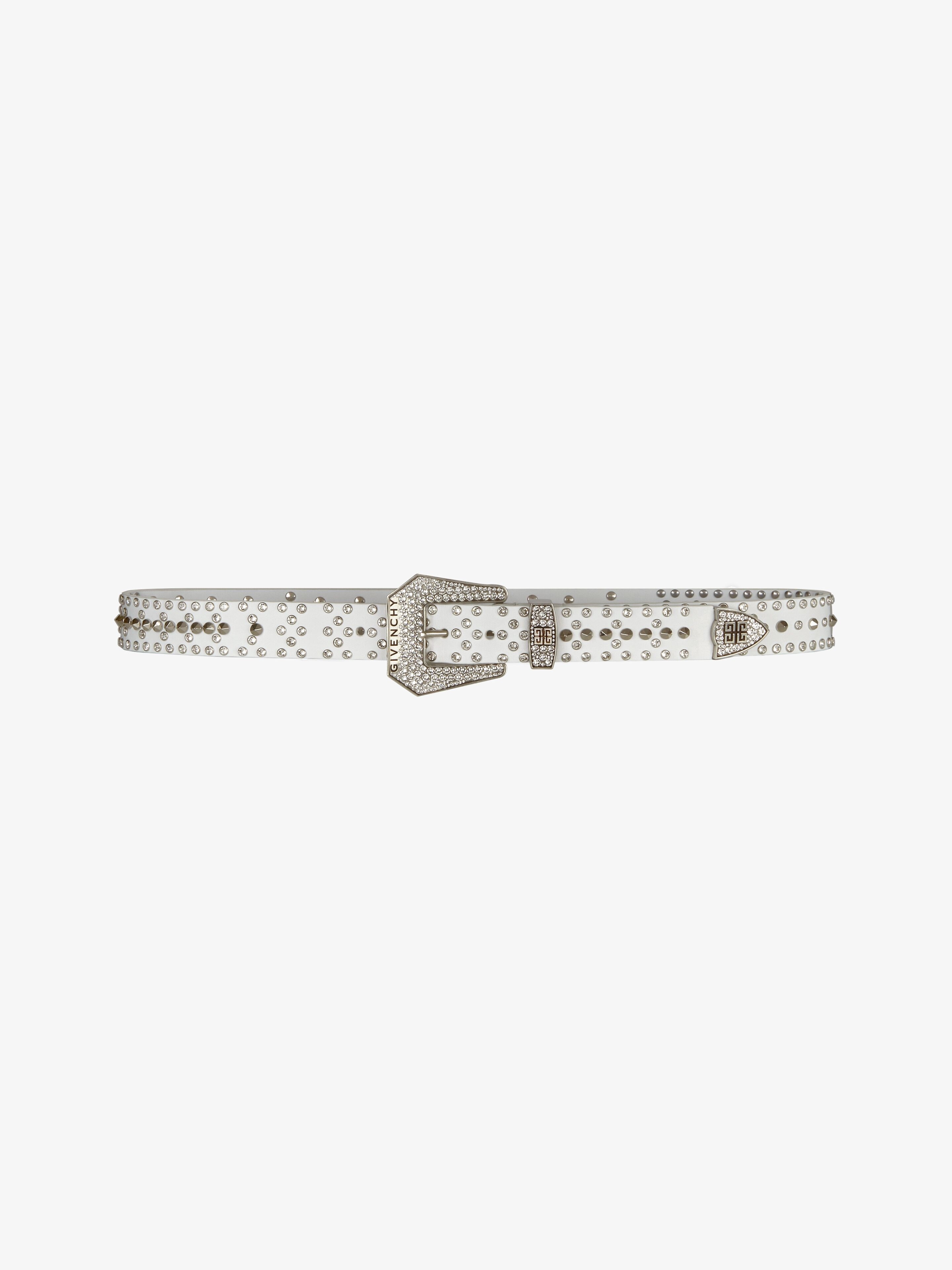 BELT IN LEATHER WITH STUDS AND CRYSTALS - 1