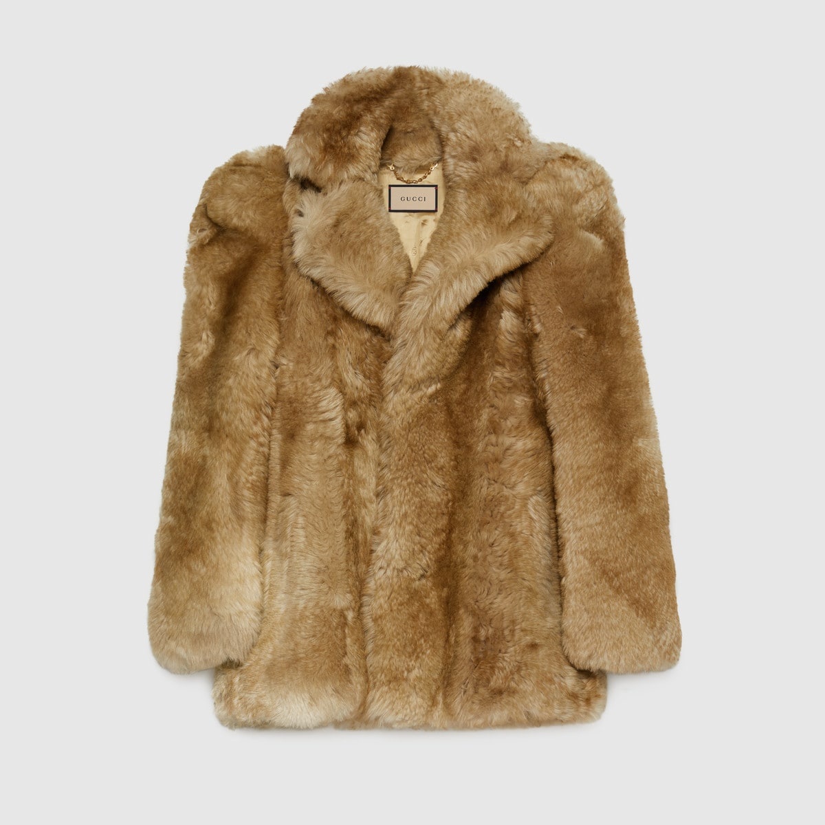 Shearling single-breasted coat - 1