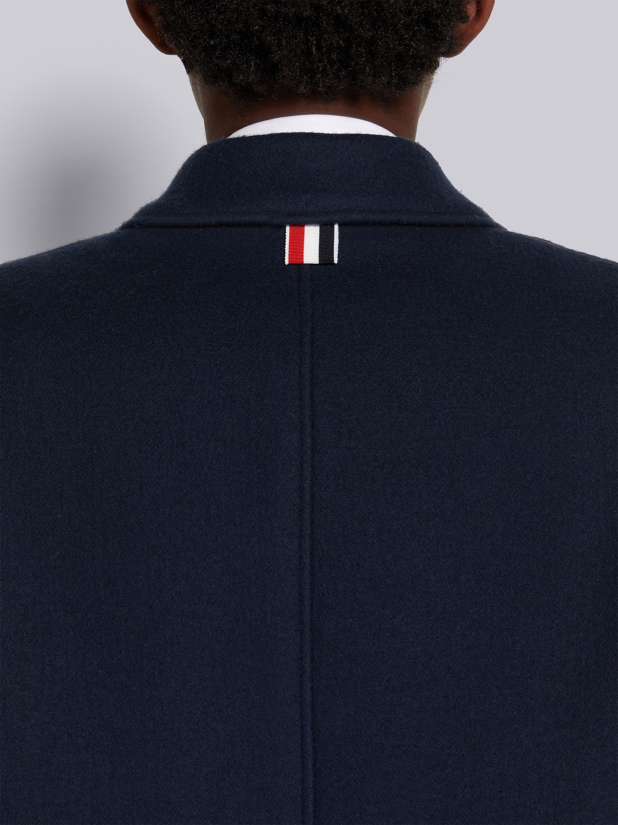 Navy Boiled Wool Oversized Double-breasted Sack Overcoat - 5