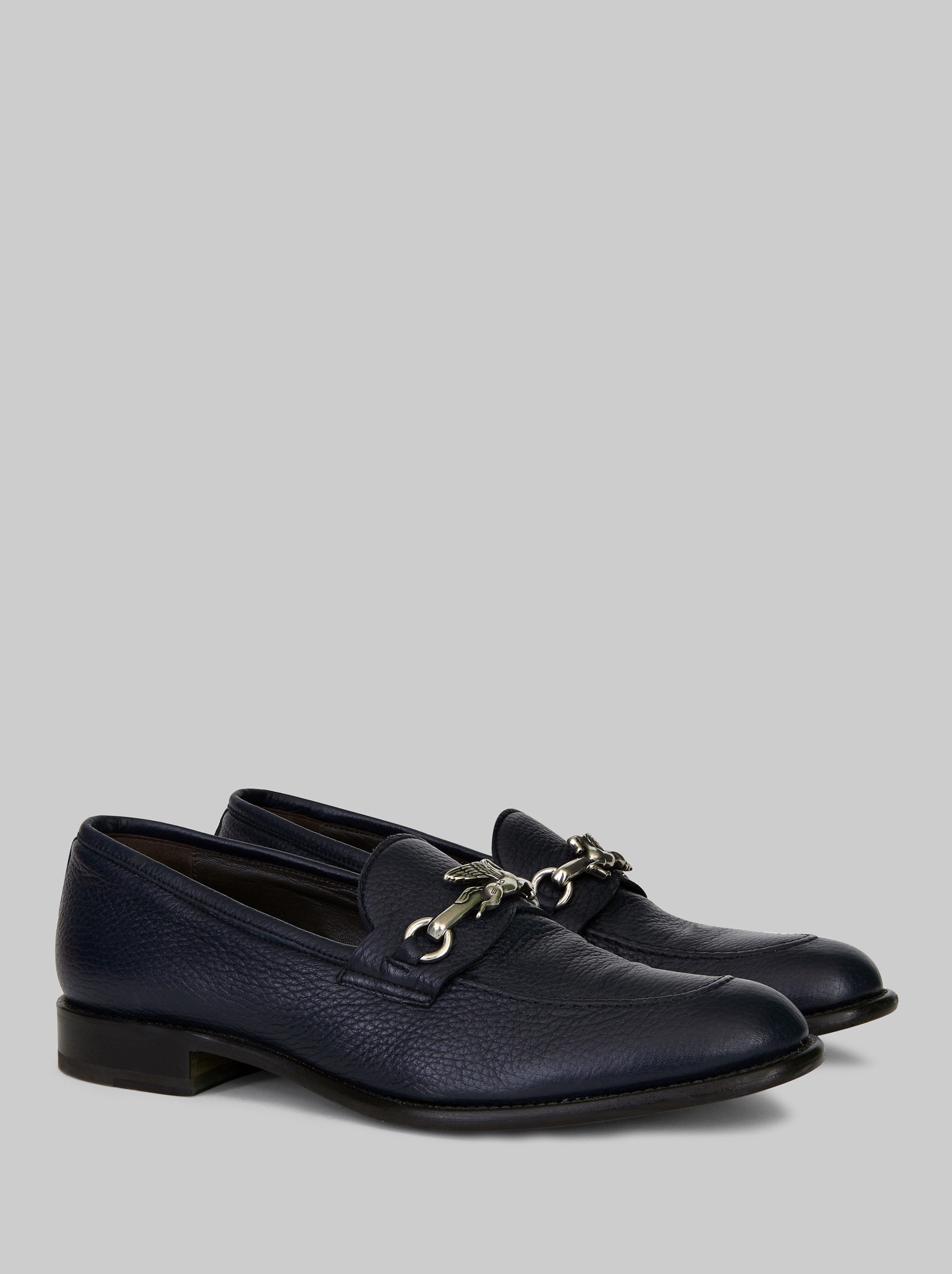 LEATHER LOAFERS WITH PEGASO - 3
