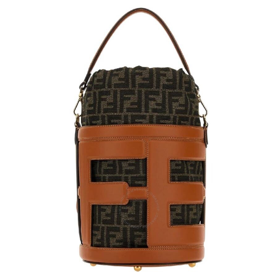 Fendi Embroidered Jacquard Leather Bucket Bag - 1