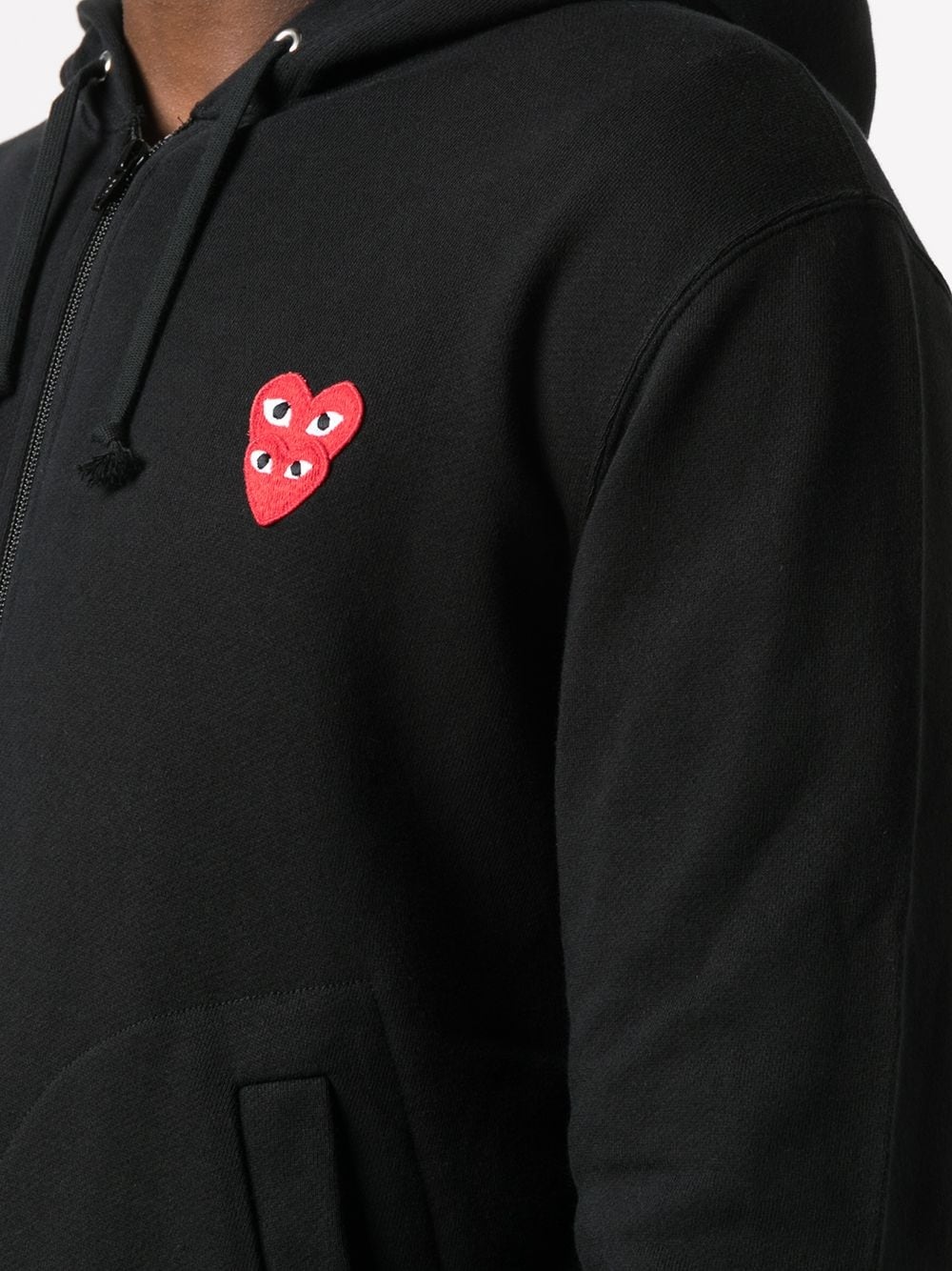 heart-embroidered zip-up hoodie - 5