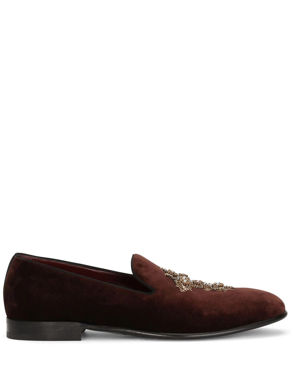 cross embellished velvet slippers - 1