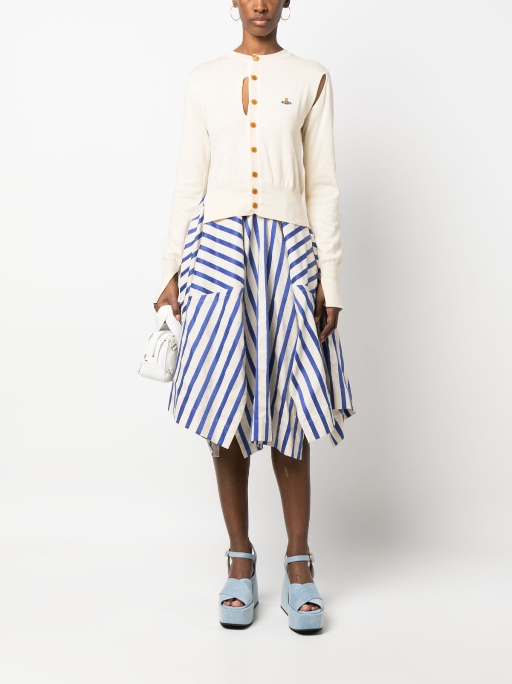 asymmetric striped skirt - 2