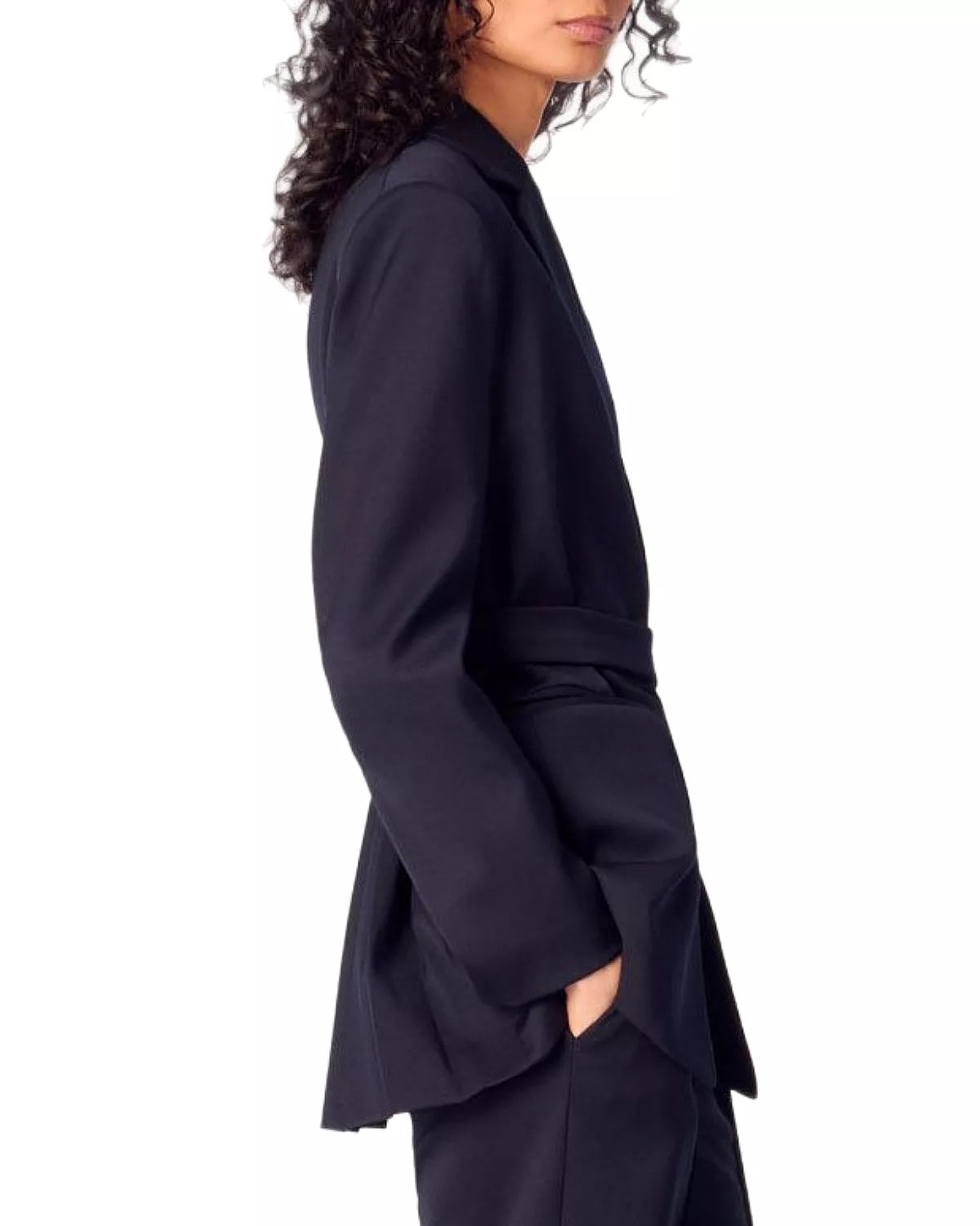 Villeplisse Belted Satin Lapel Blazer - 4