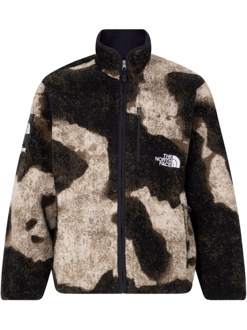 x TNF bleached denim fleece jacket 1