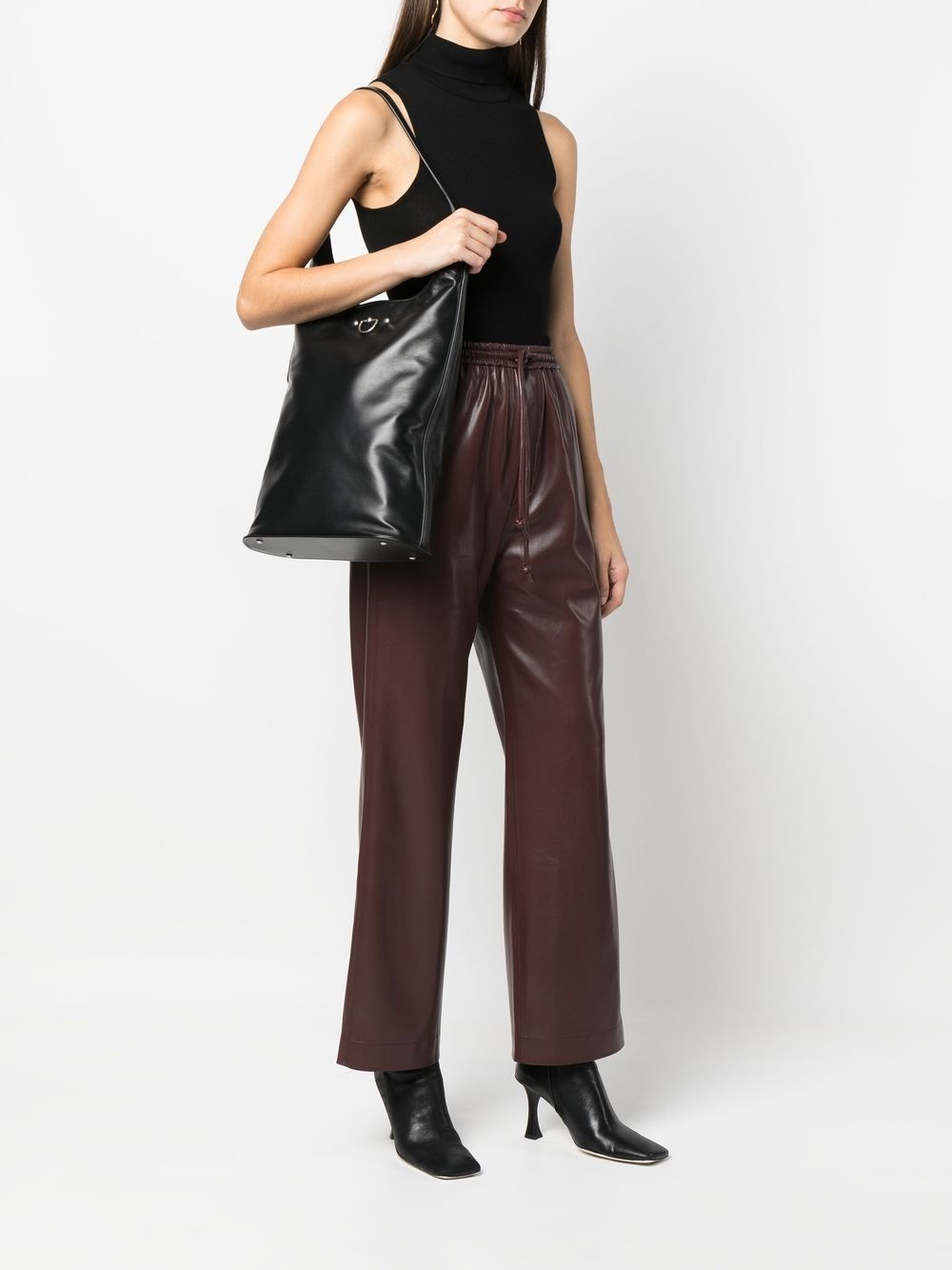 D-ring leather tote bag - 2