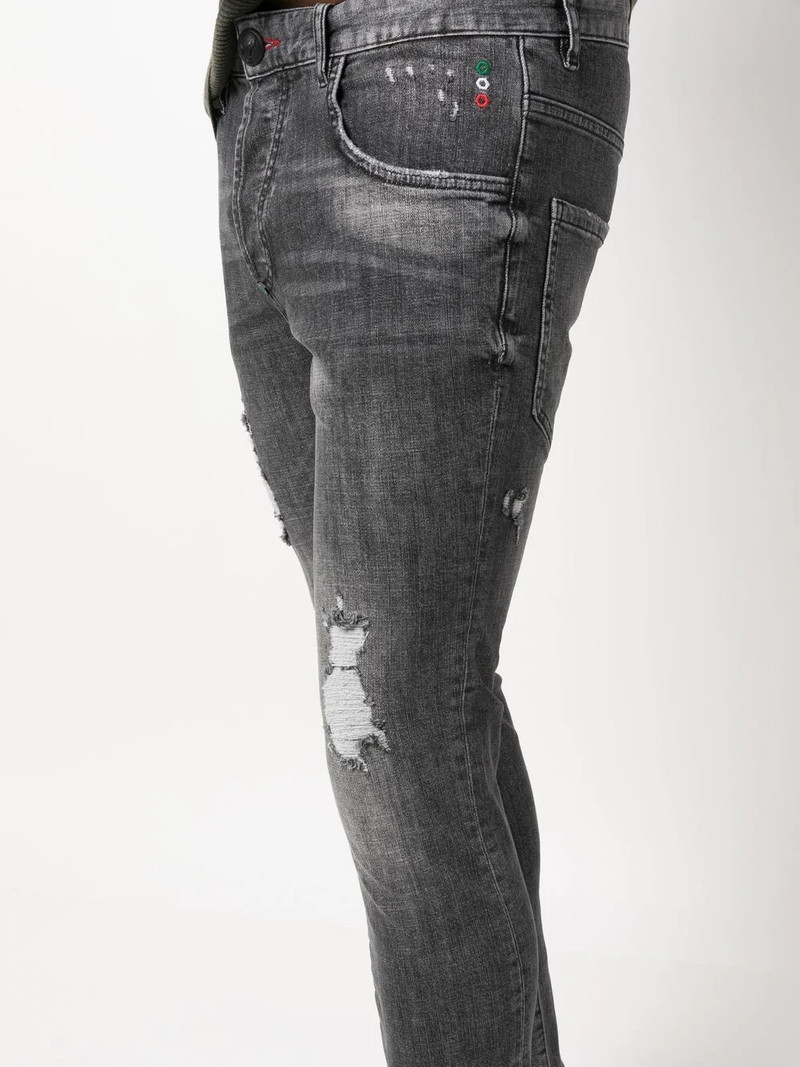 distressed straight-leg denim trousers 5