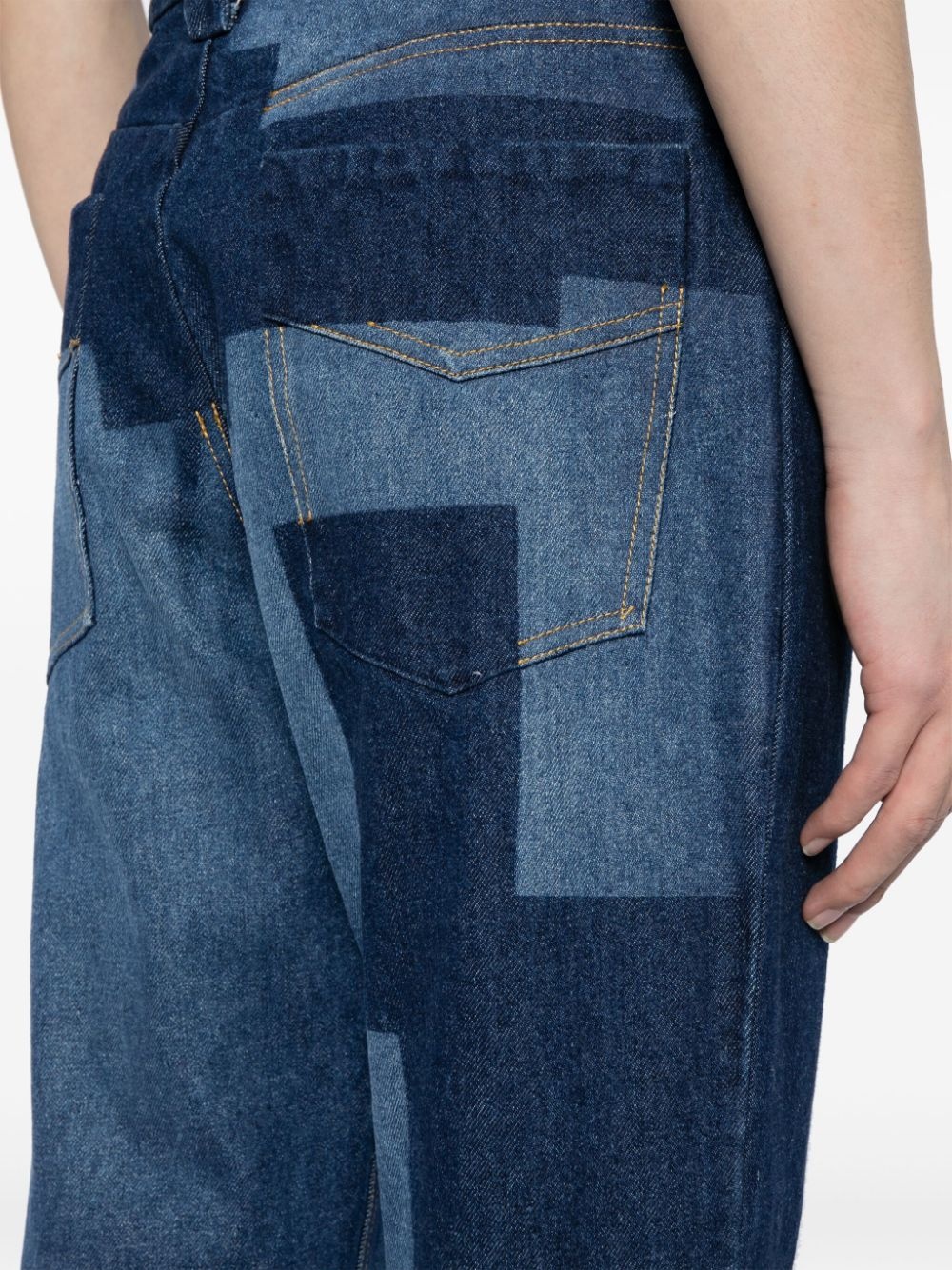 patchwork wide-leg jeans - 5