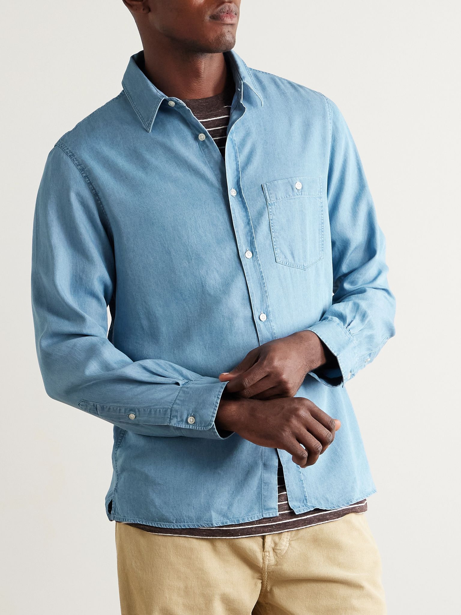 Alex Lyocell-Chambray Shirt Blue - 3