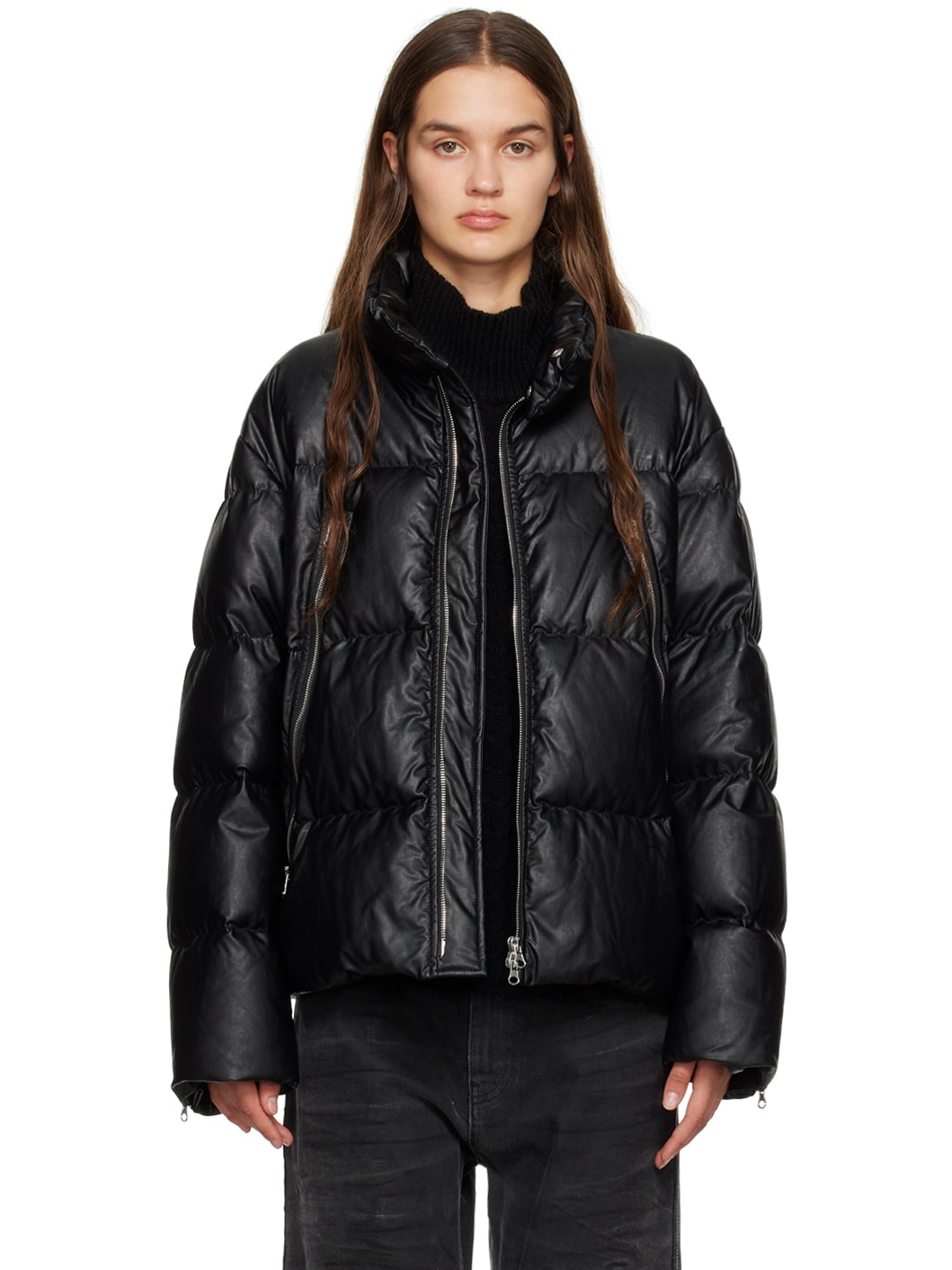 MM6 Maison Margiela Black Quilted Down Jacket | REVERSIBLE