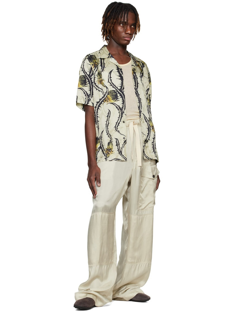 Dries Van Noten Taupe Viscose Drawstring Cargo Pants outlook