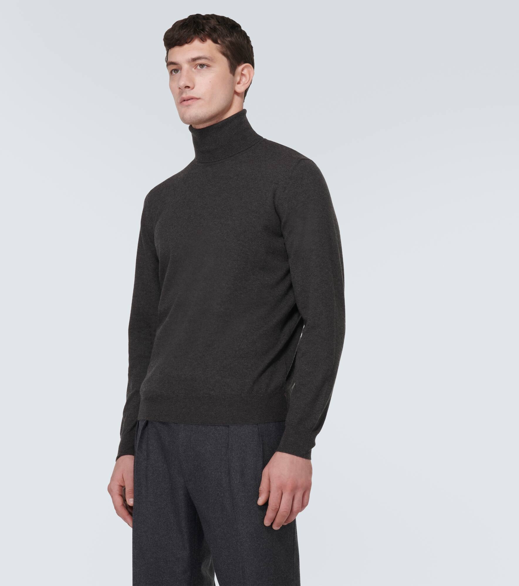 Cashmere jersey turtleneck top - 3