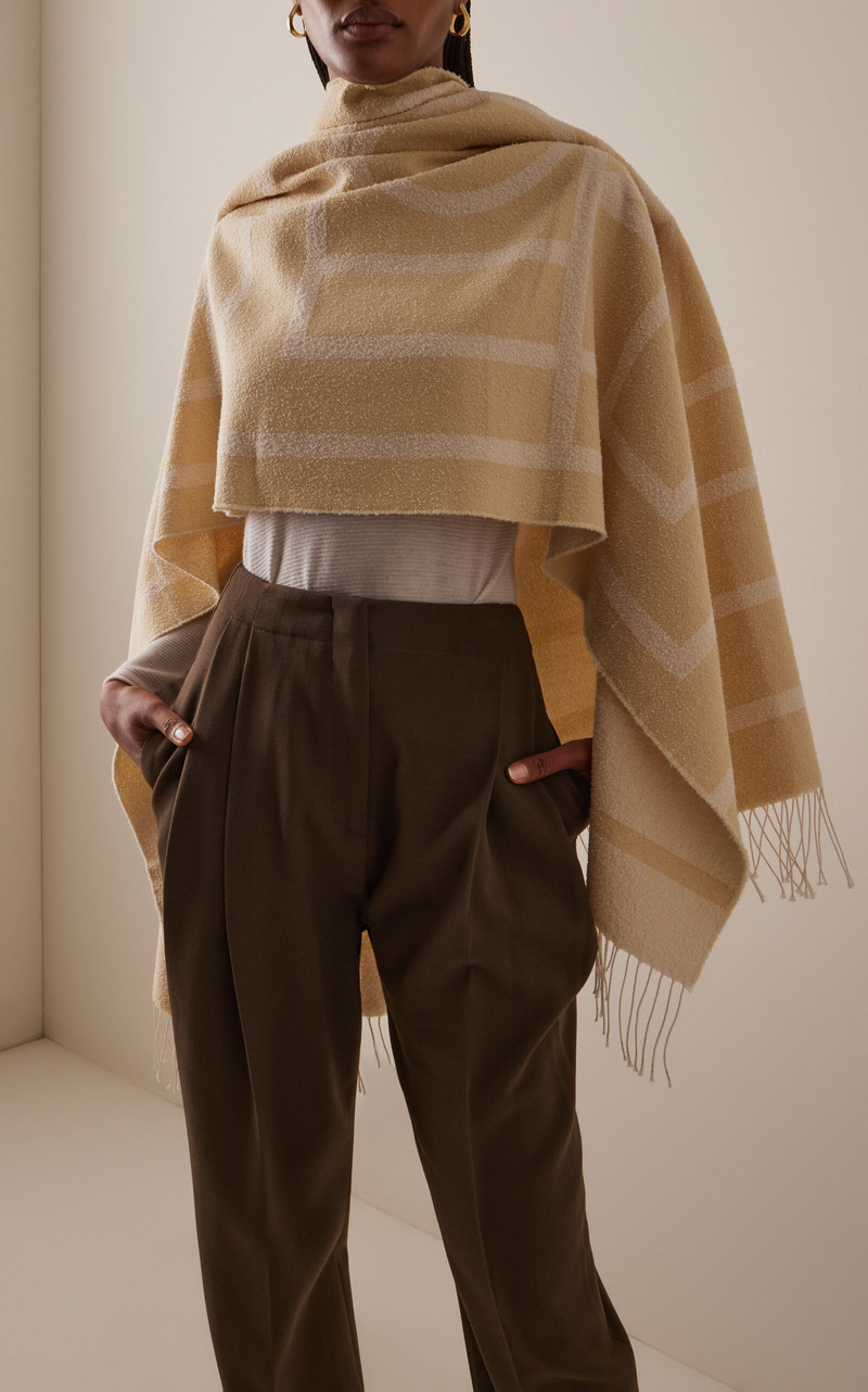 TOTEME Monogram Cotton-Blend Jacquard Scarf white outlook