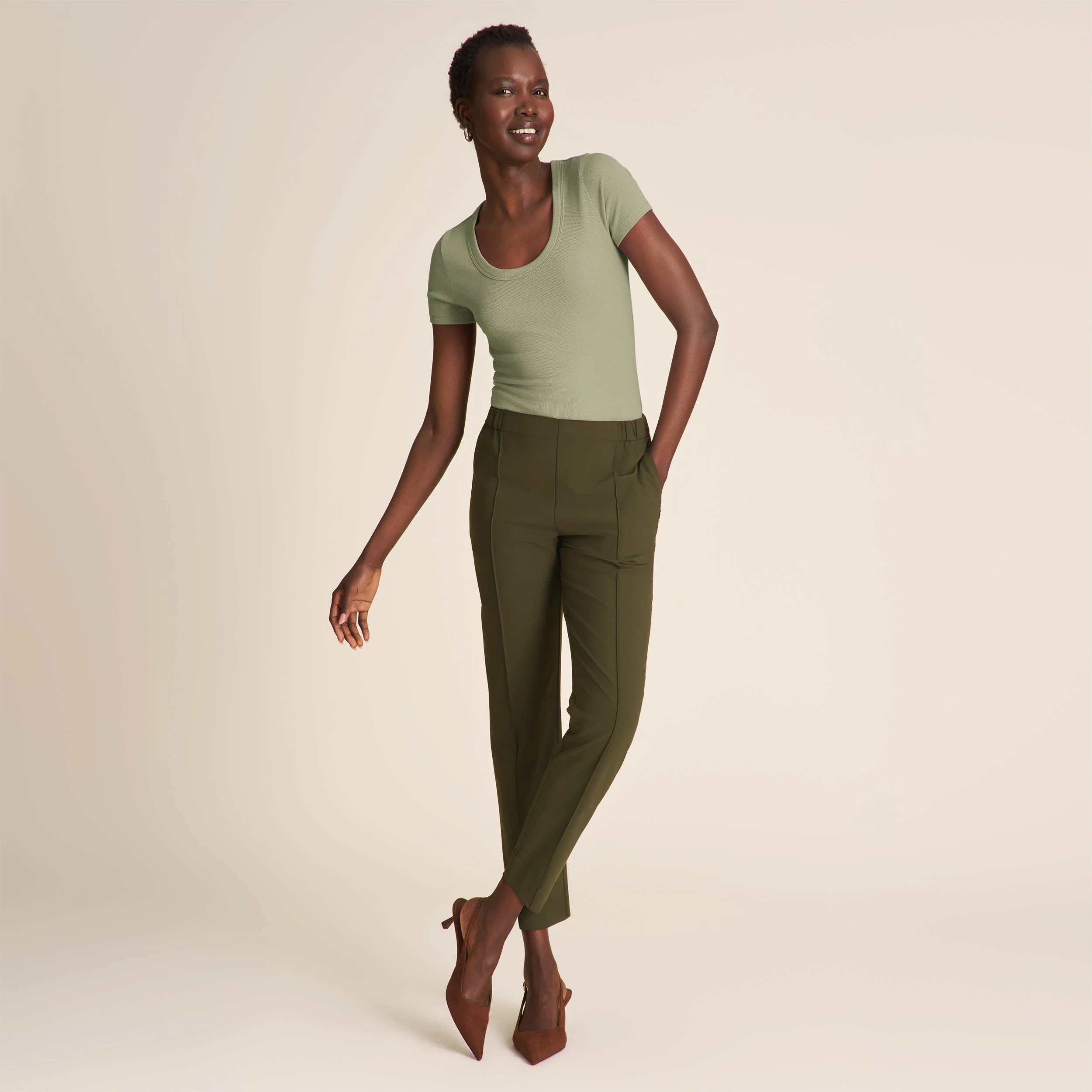 Avi Scoopneck T-Shirt - Ribbed Pima Cotton - 1