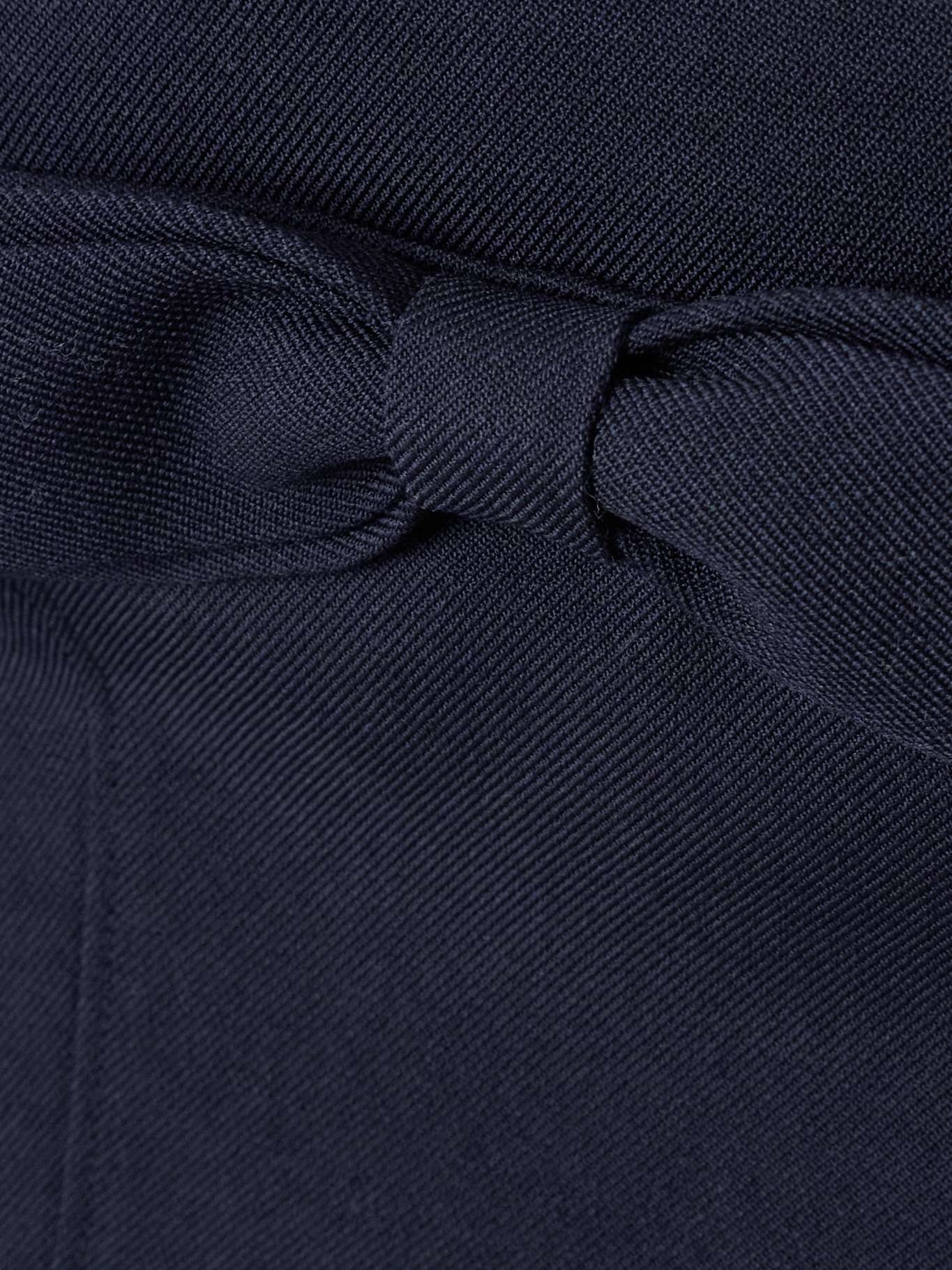 Bow-embellished paneled wool and silk-blend twill mini dress Navy - 4