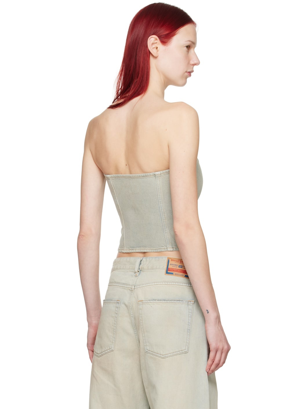 Beige De-Ville Denim Tube Top - 3
