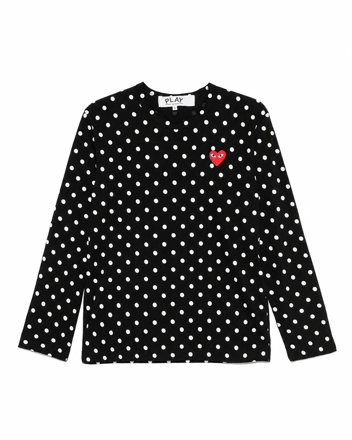 UNISEX POLKA DOT LS SHIRT RED HEART - BLACK - 1