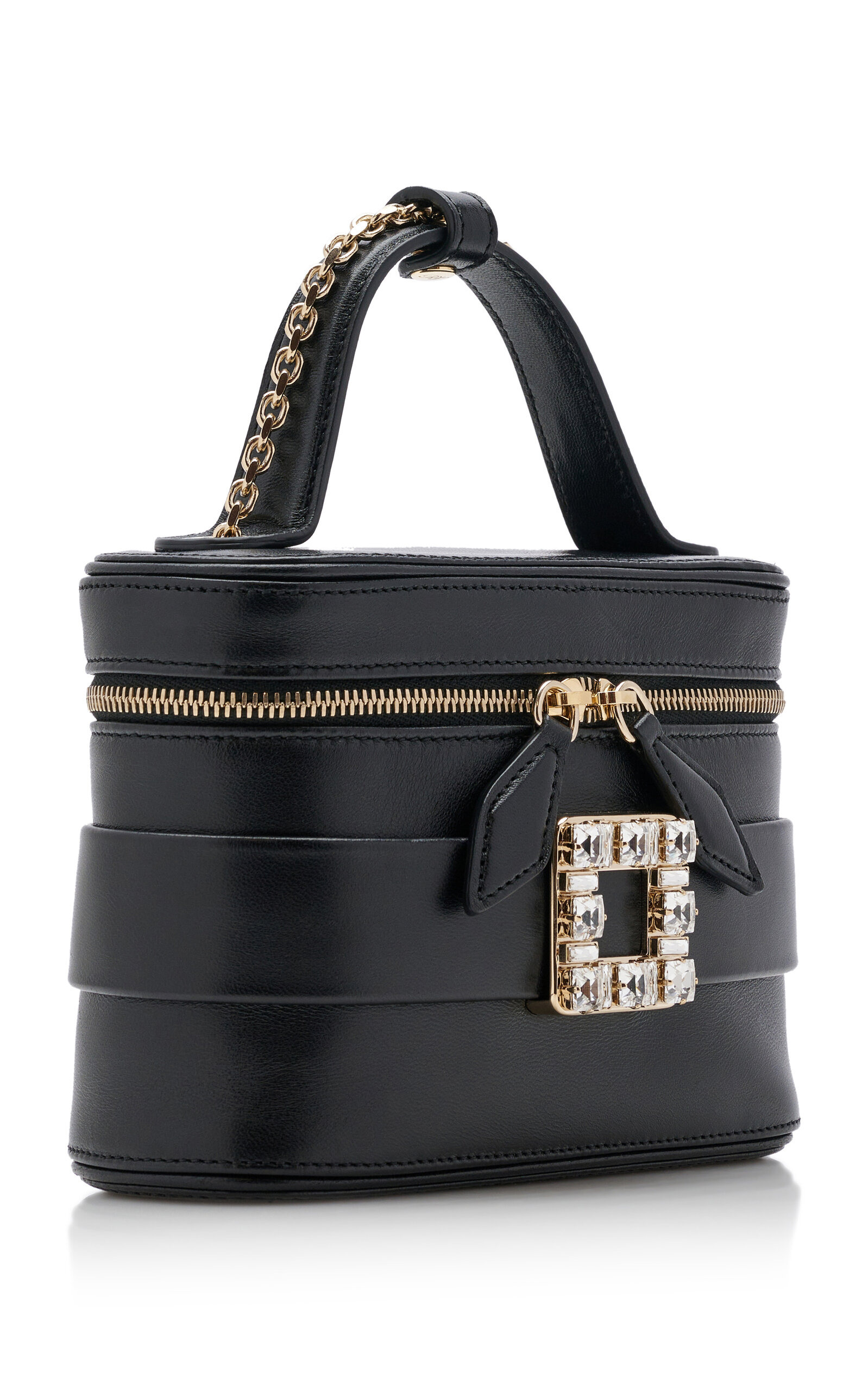 Crystal-Buckle Leather Vanity Micro Bag black - 4