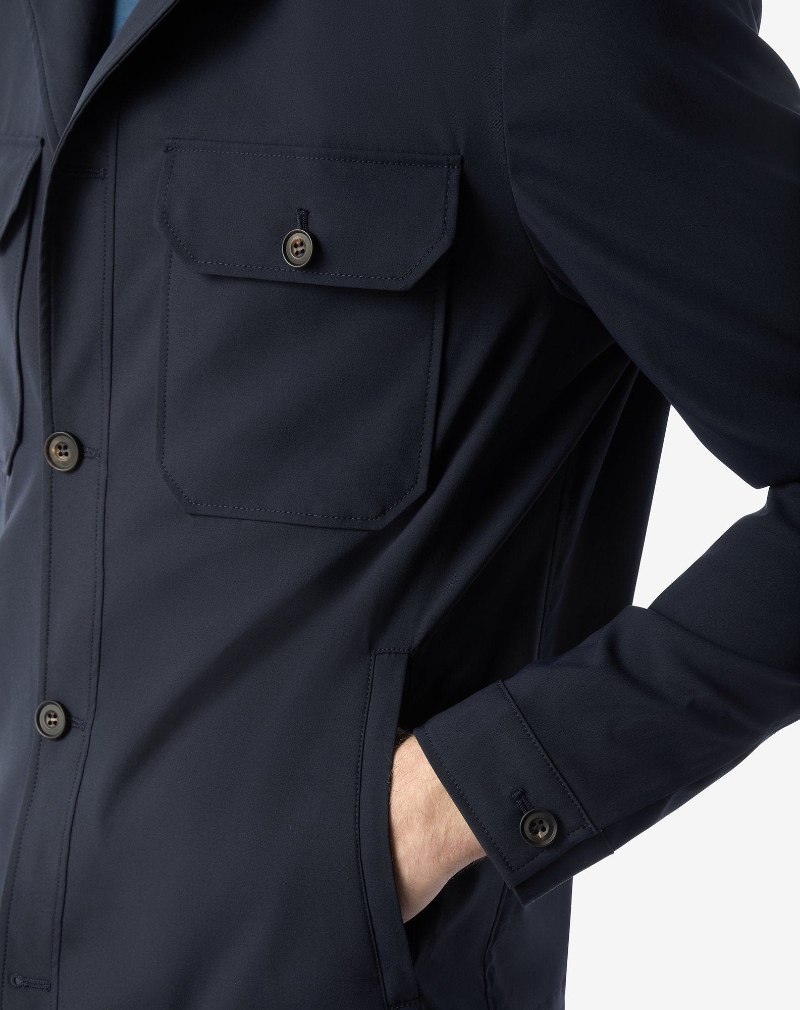 Dark blue technical wool overshirt - 5