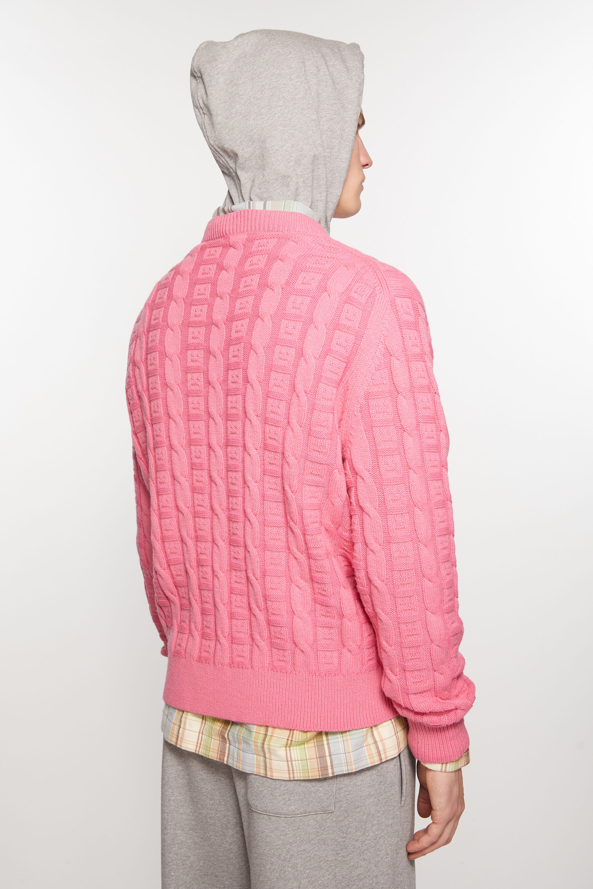 Cable wool jumper - Tango pink - 3