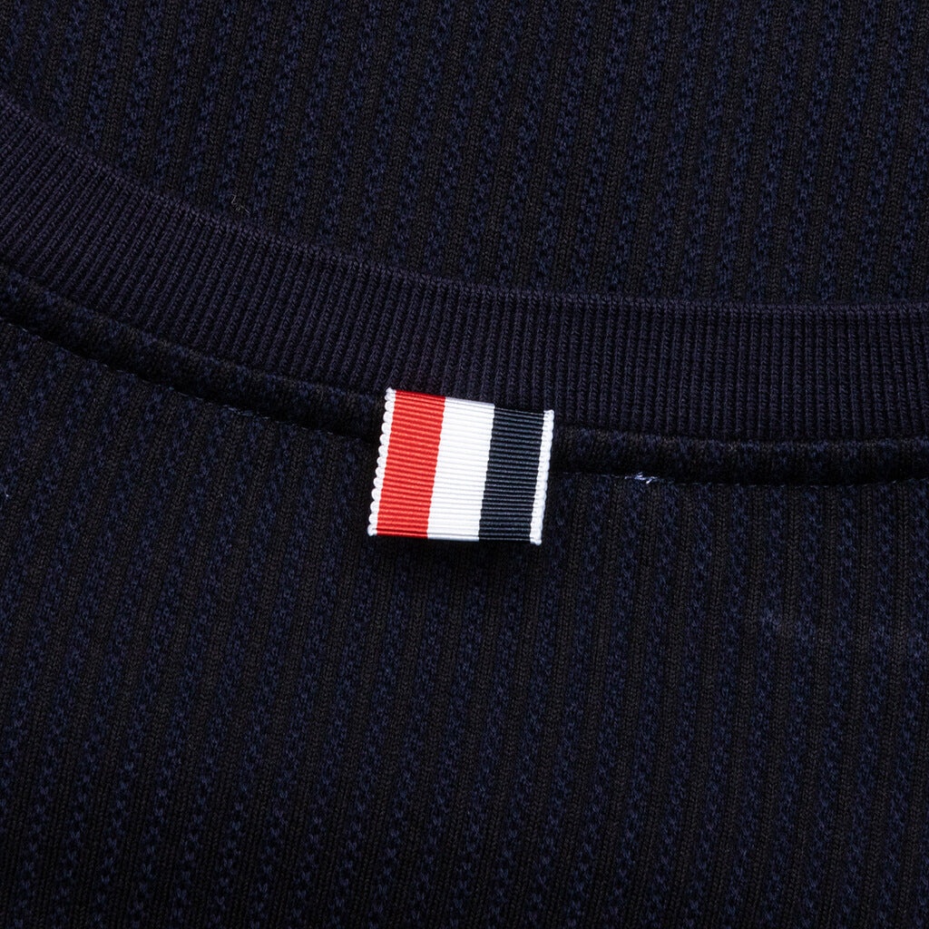 SEERSUCKER LOOPBACK 4-BAR CREW NECK SWEATSHIRT - NAVY - 4