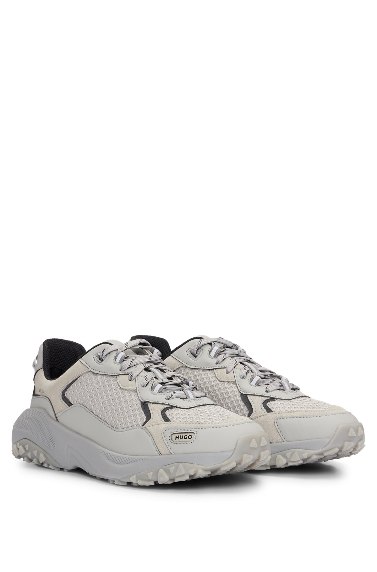 MIXED-MATERIAL TRAINERS WITH LEATHER FACINGS - 2