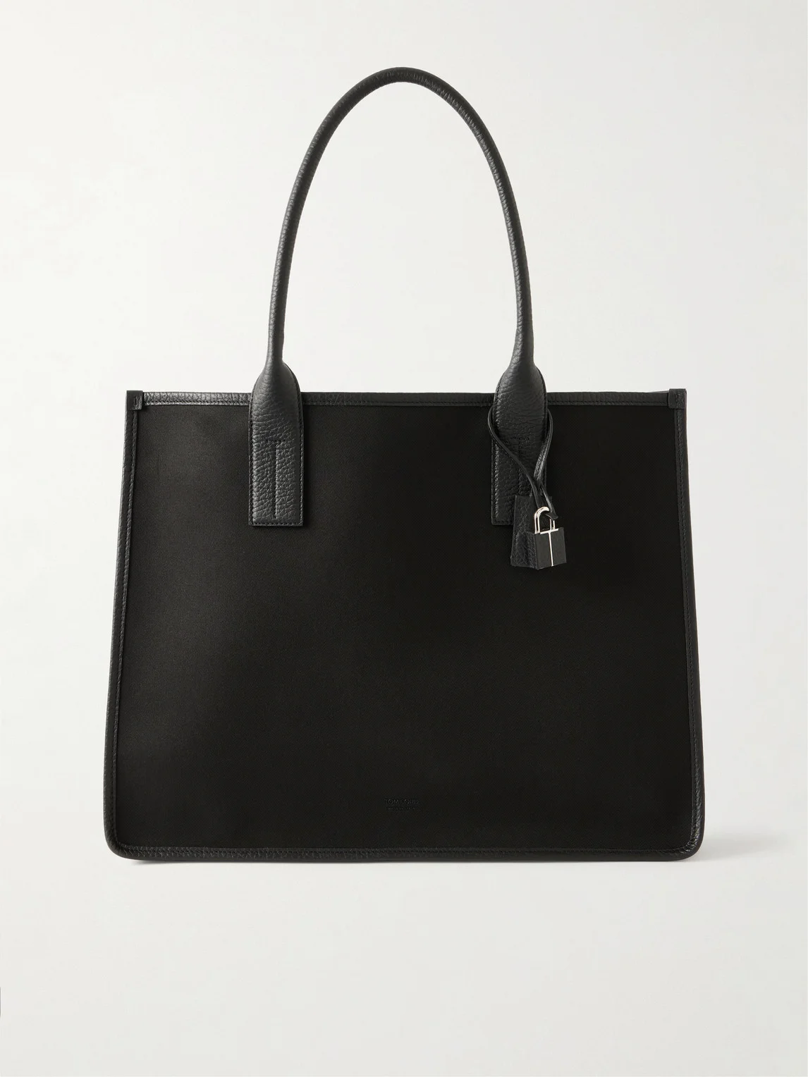 East-West Leather-Trimmed Cotton-Canvas Tote Bag - 1