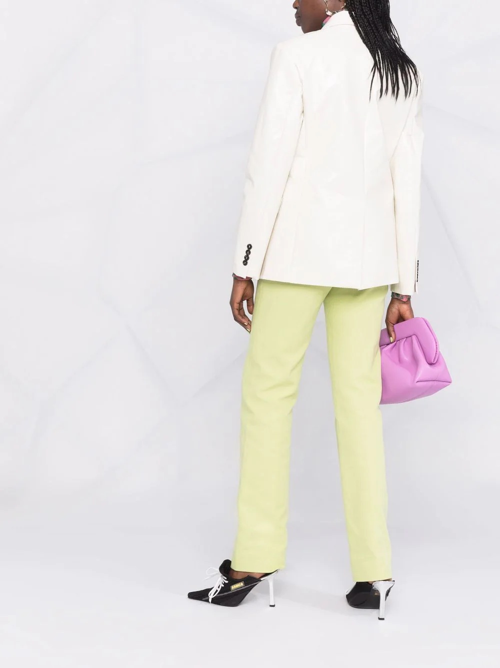 crackle-effect eco leather blazer - 4