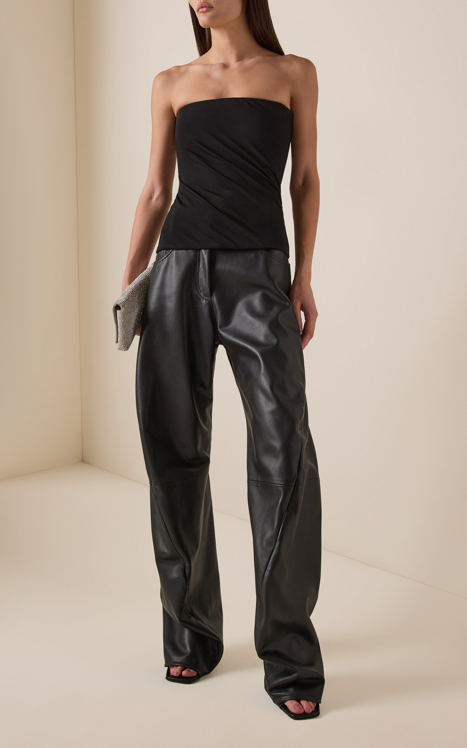 Leather Straight-Leg Pants black - 2