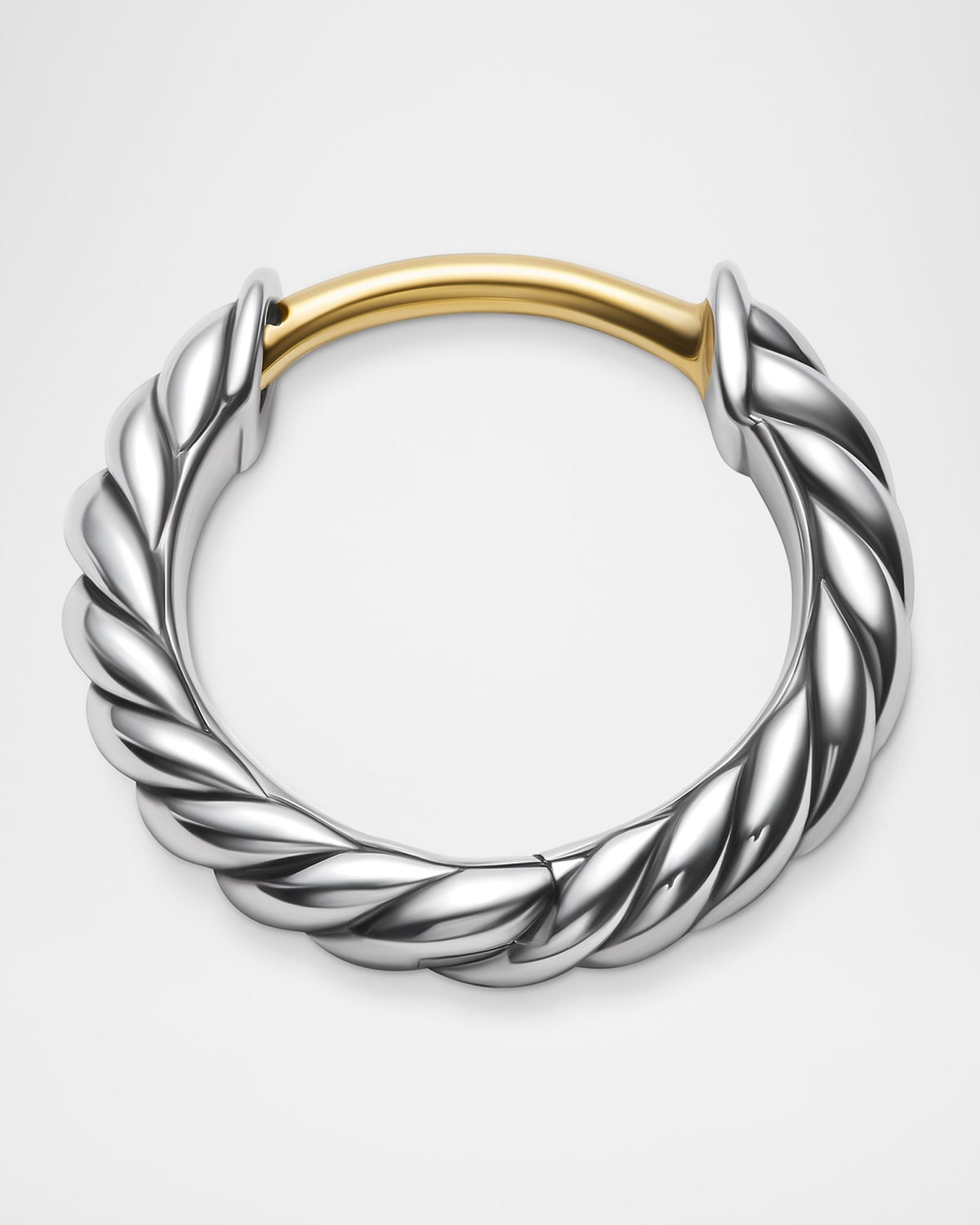 Sculpted Cable Huggie Hoop Earrings in Silver, 2.2mm, 0.4"L - 6