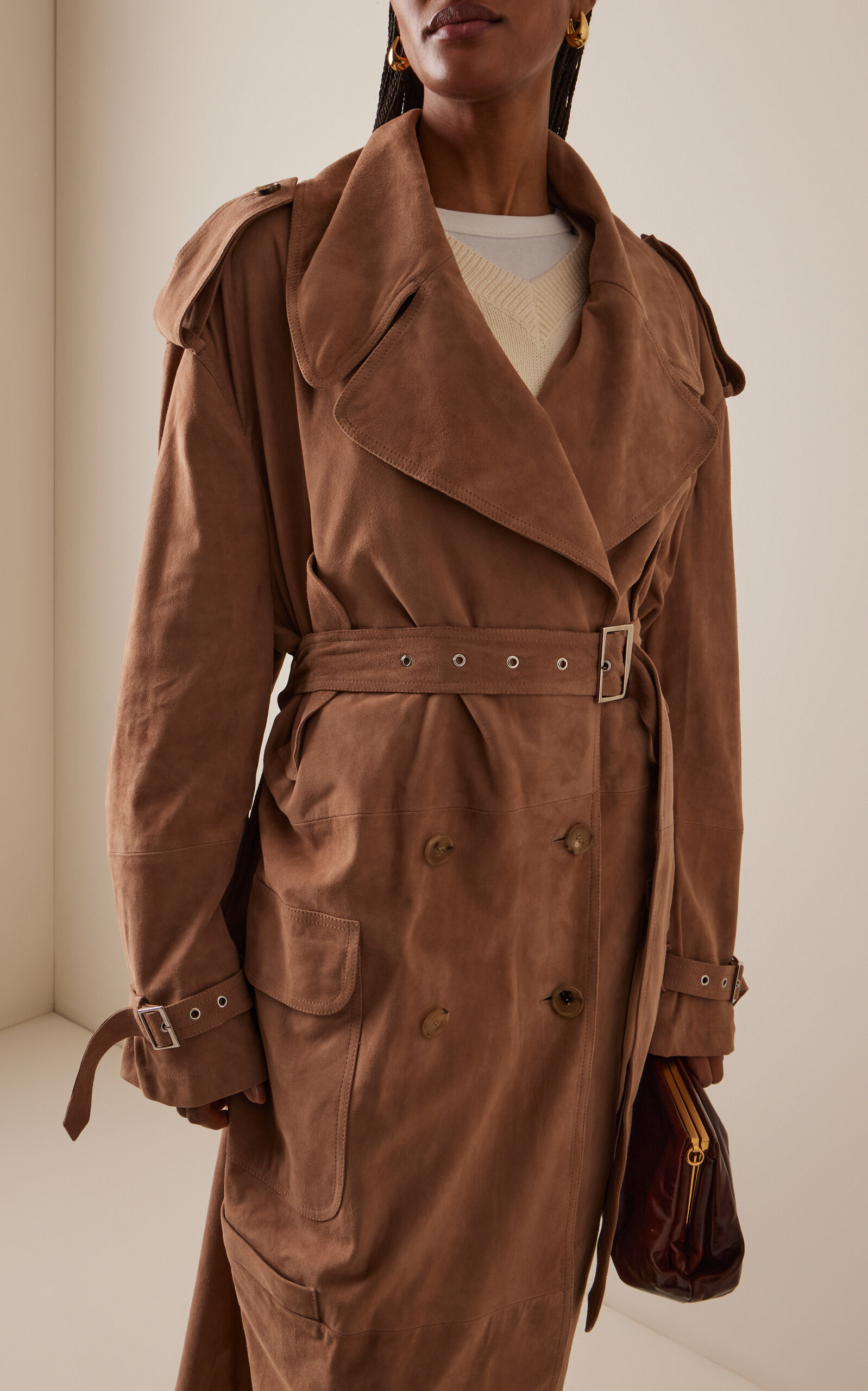 Cavo Suede Trench Coat brown - 3