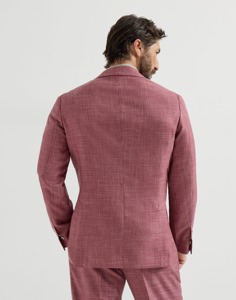 Brunello Cucinelli Slubbed virgin wool, silk and linen hopsack deconstructed Cavallo blazer outlook