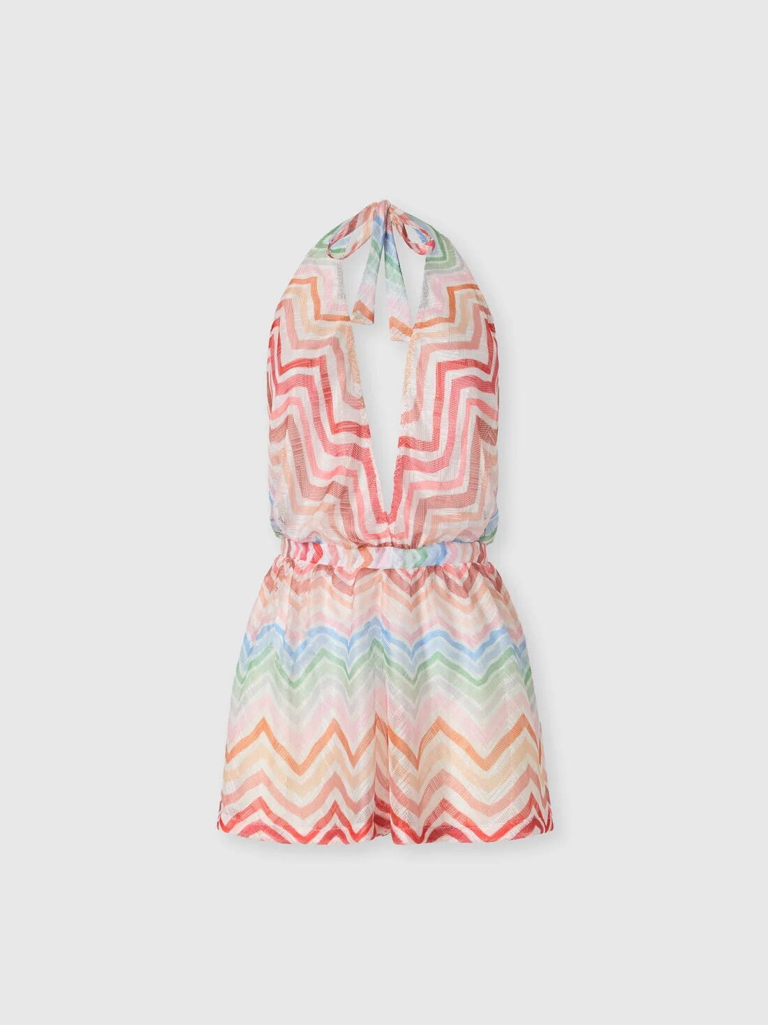 Short zig zag printed cover-up jumpsuit - 1